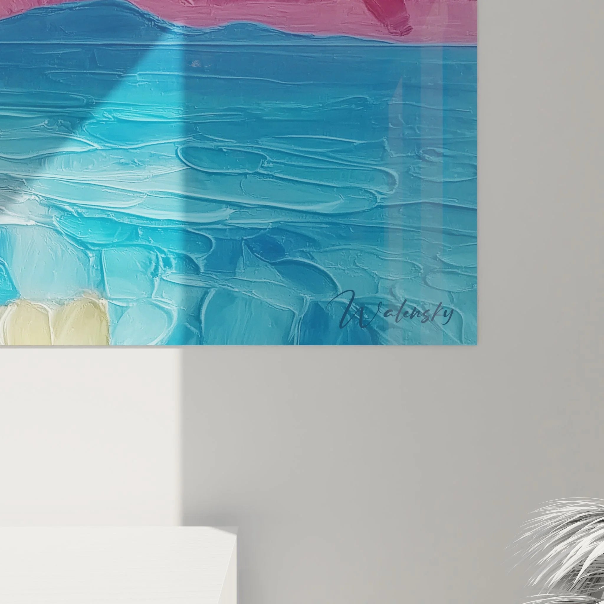 Gesamtansicht Wandbild Meereszene dramatischer Himmel Strand Dekoration moderne Raumgestaltung