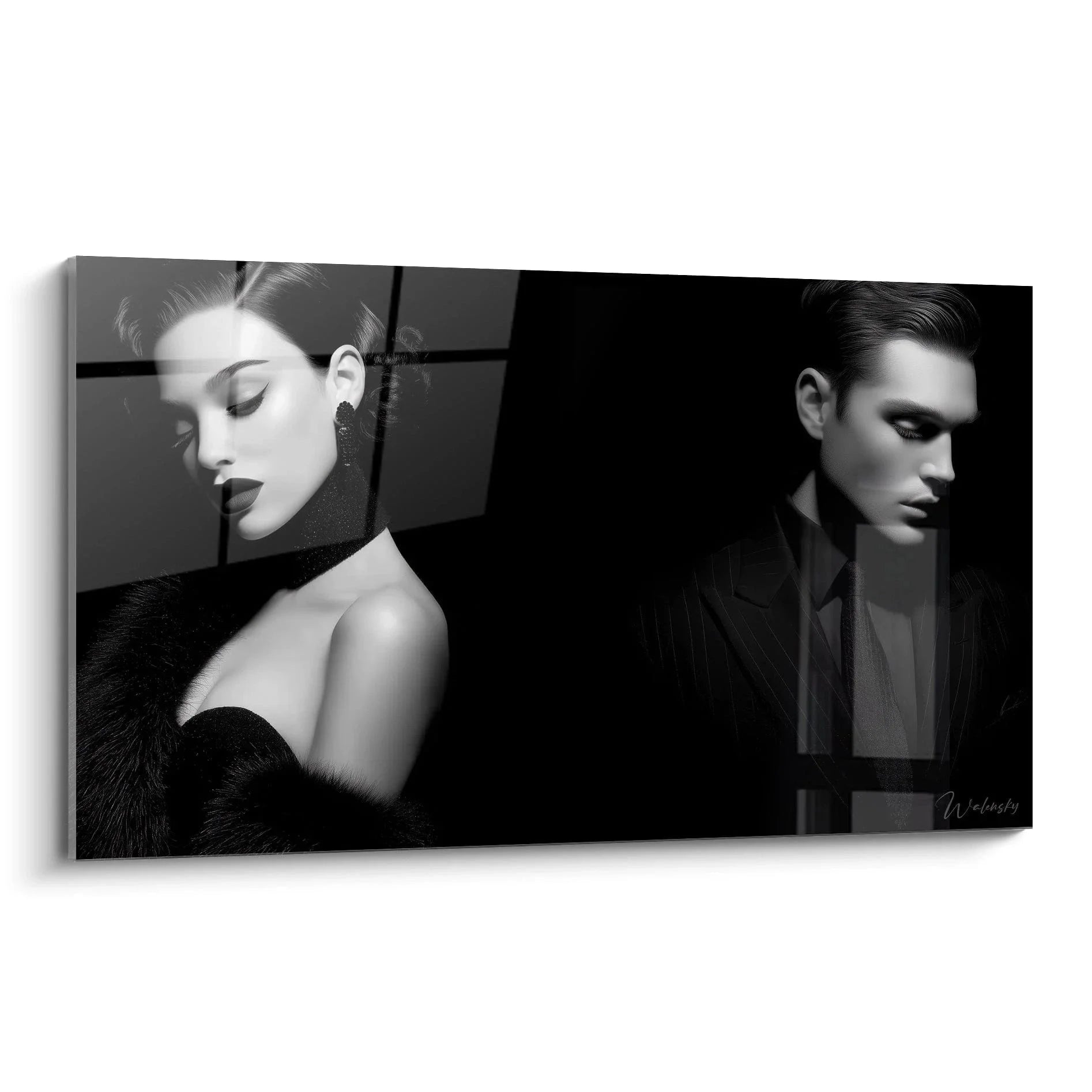 Wandbild Mode Portrait Schwarz-Weiß mit eleganten Models - Fashion Art Wanddekoration