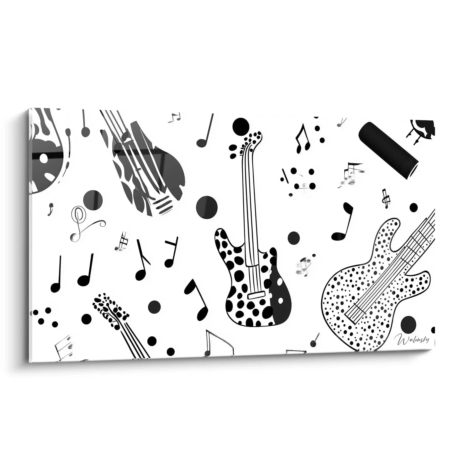 Wandbild Musikinstrumente schwarz-weiß mit Gitarren und Noten abstrakt Edition Musik