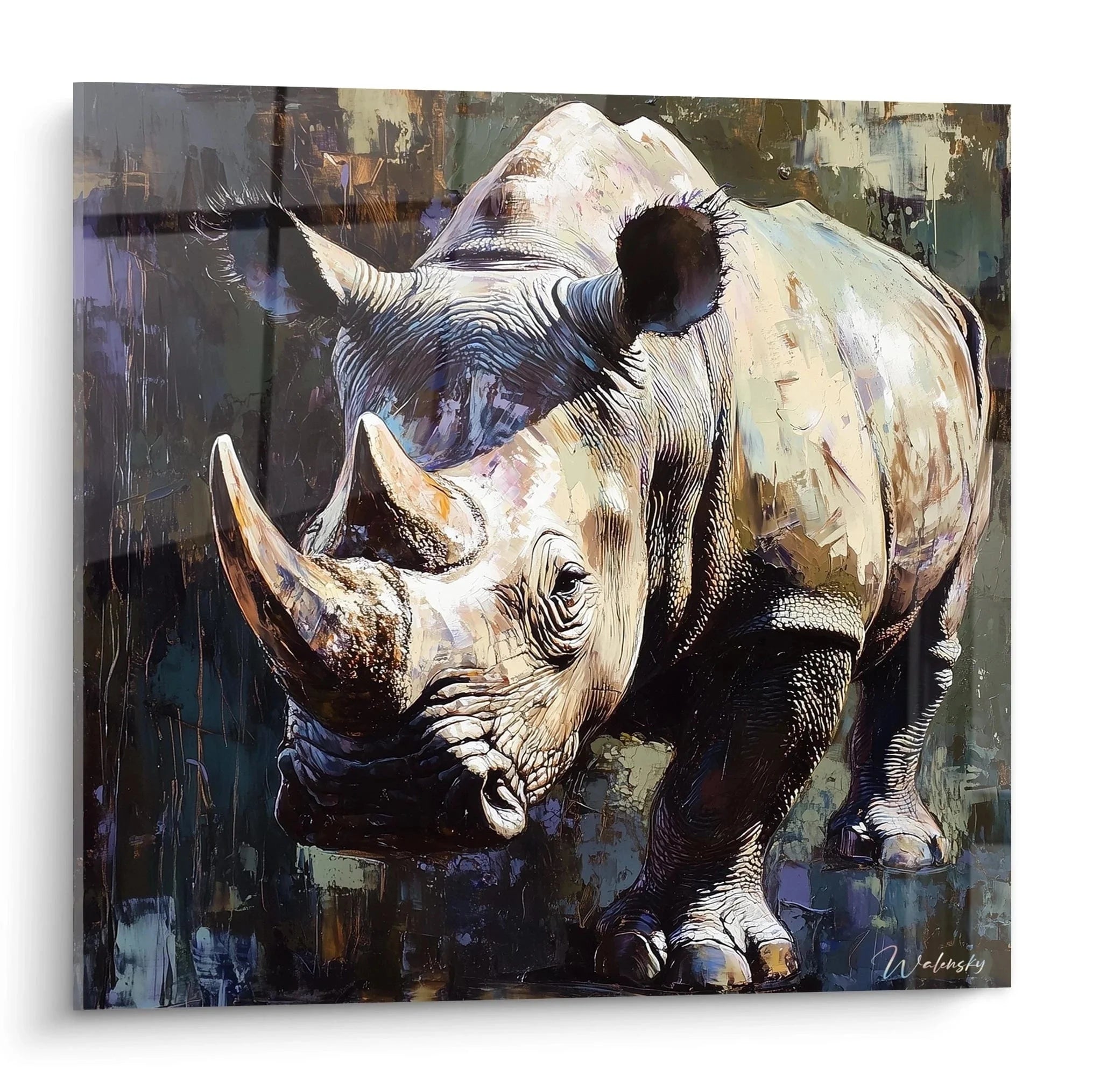 Wandbild Nashorn majestätische Kraft expressionistische Malerei Edition Nashorn moderne Wandkunst