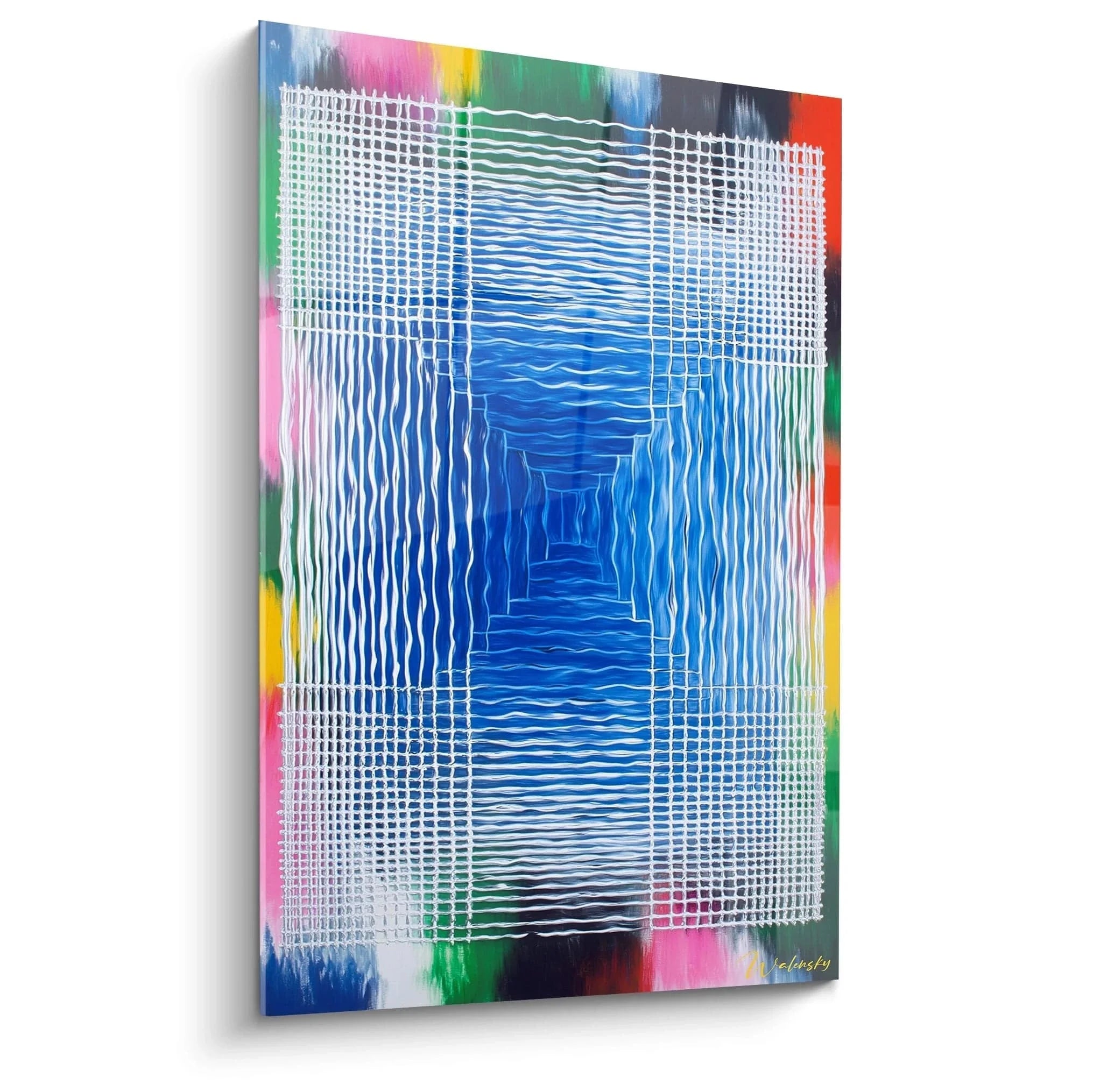 Op Art Wandbild mit geometrischen Illusionen und bunten Farben - moderne abstrakte Kunst