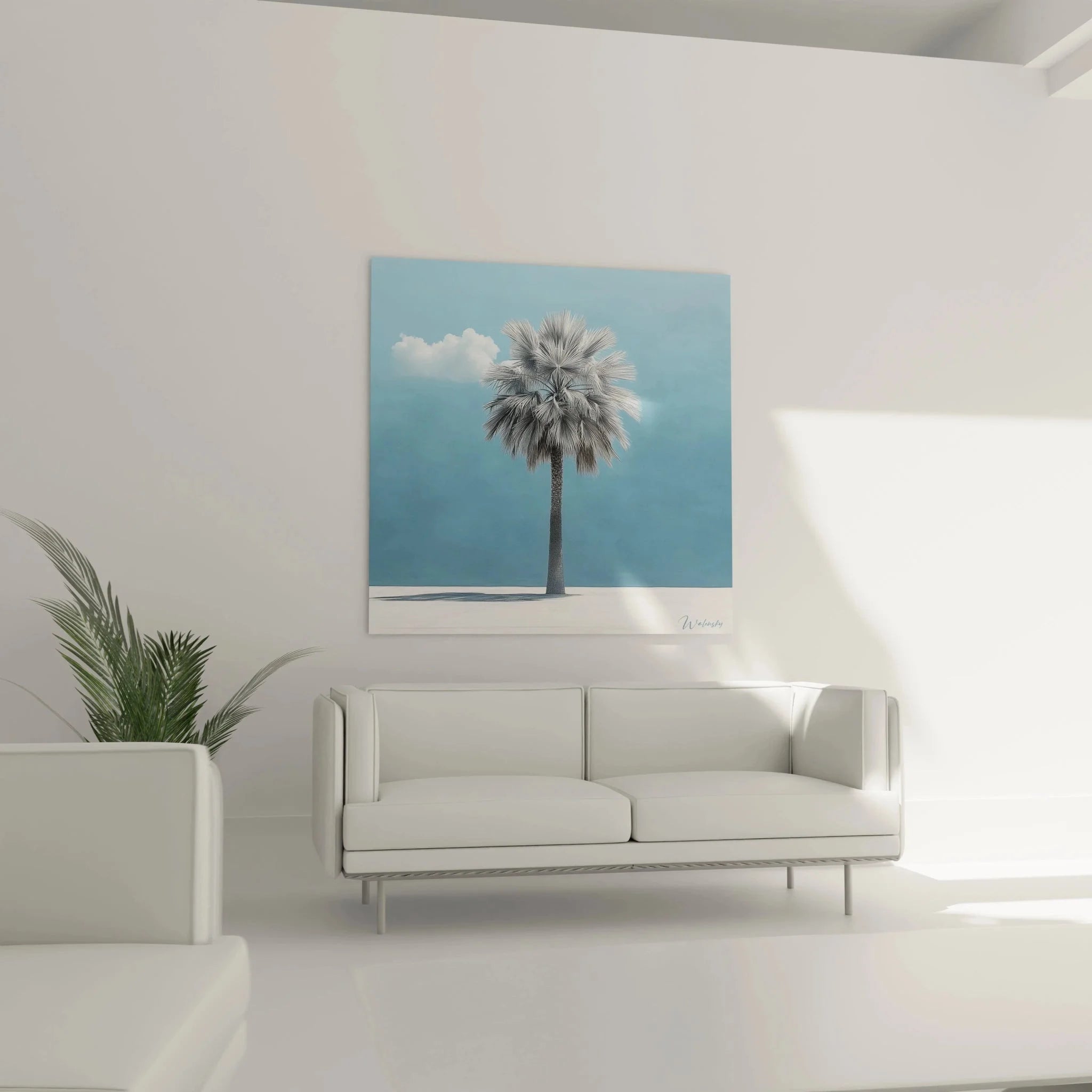 Detailansicht Wandbild Palme - Hochwertige tropische Wandkunst im Nahbereich