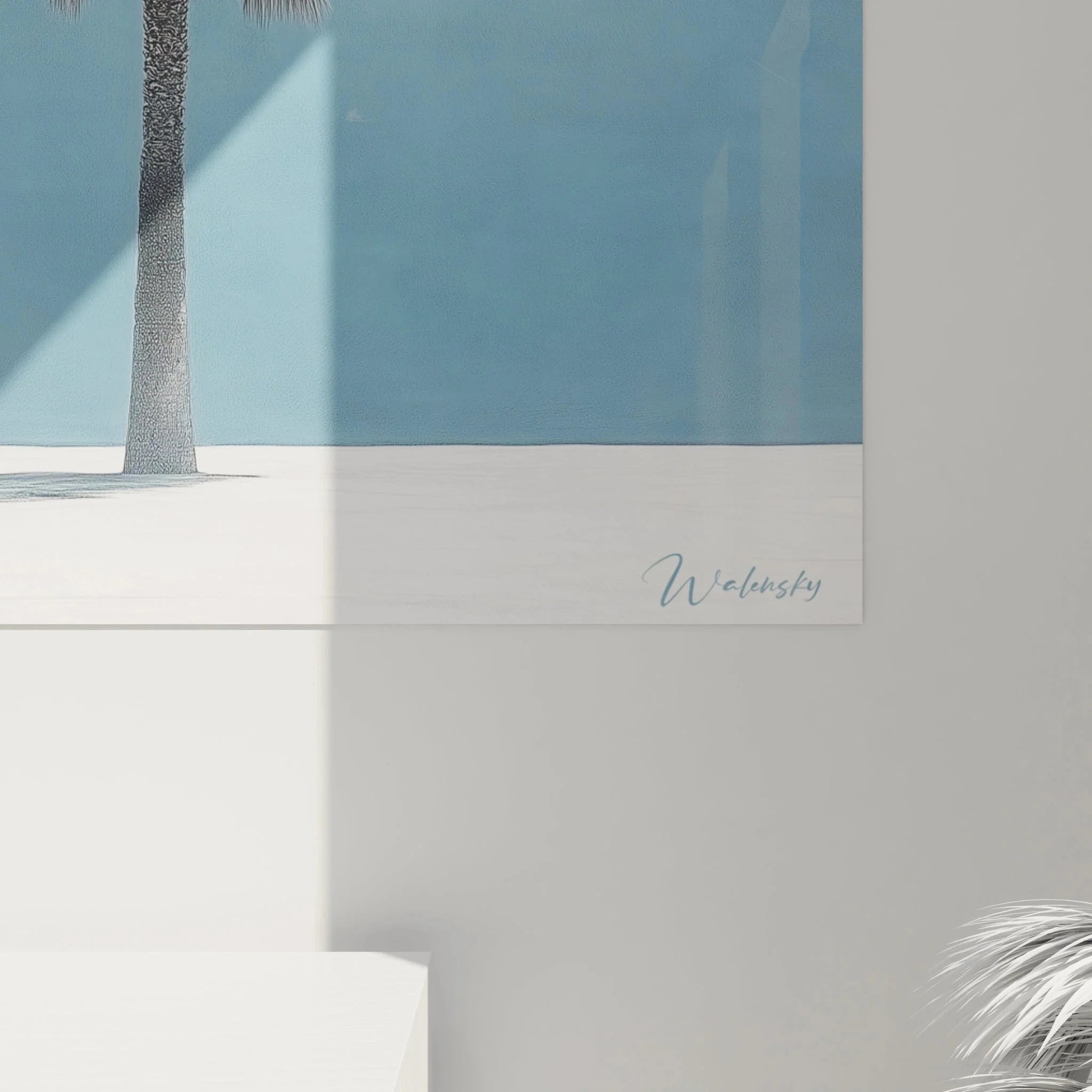 Gesamtansicht Wandbild Palme minimalistisch - Elegante moderne Palmenwanddeko