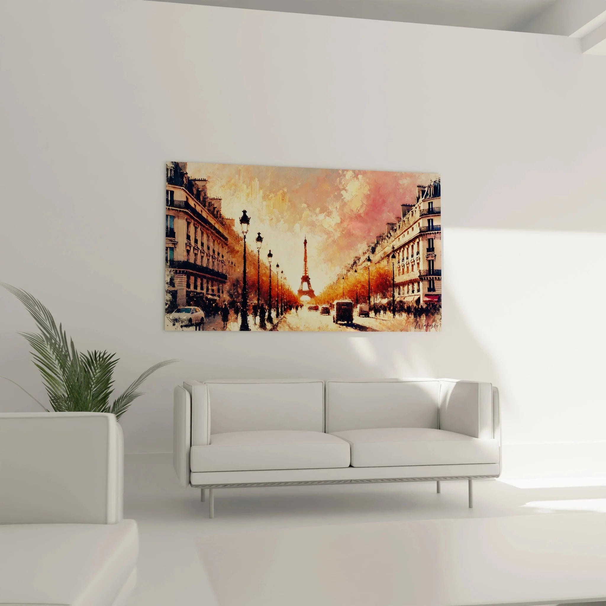 Detailansicht Wandbild Eiffelturm Paris mit impressionistischer Maltechnik