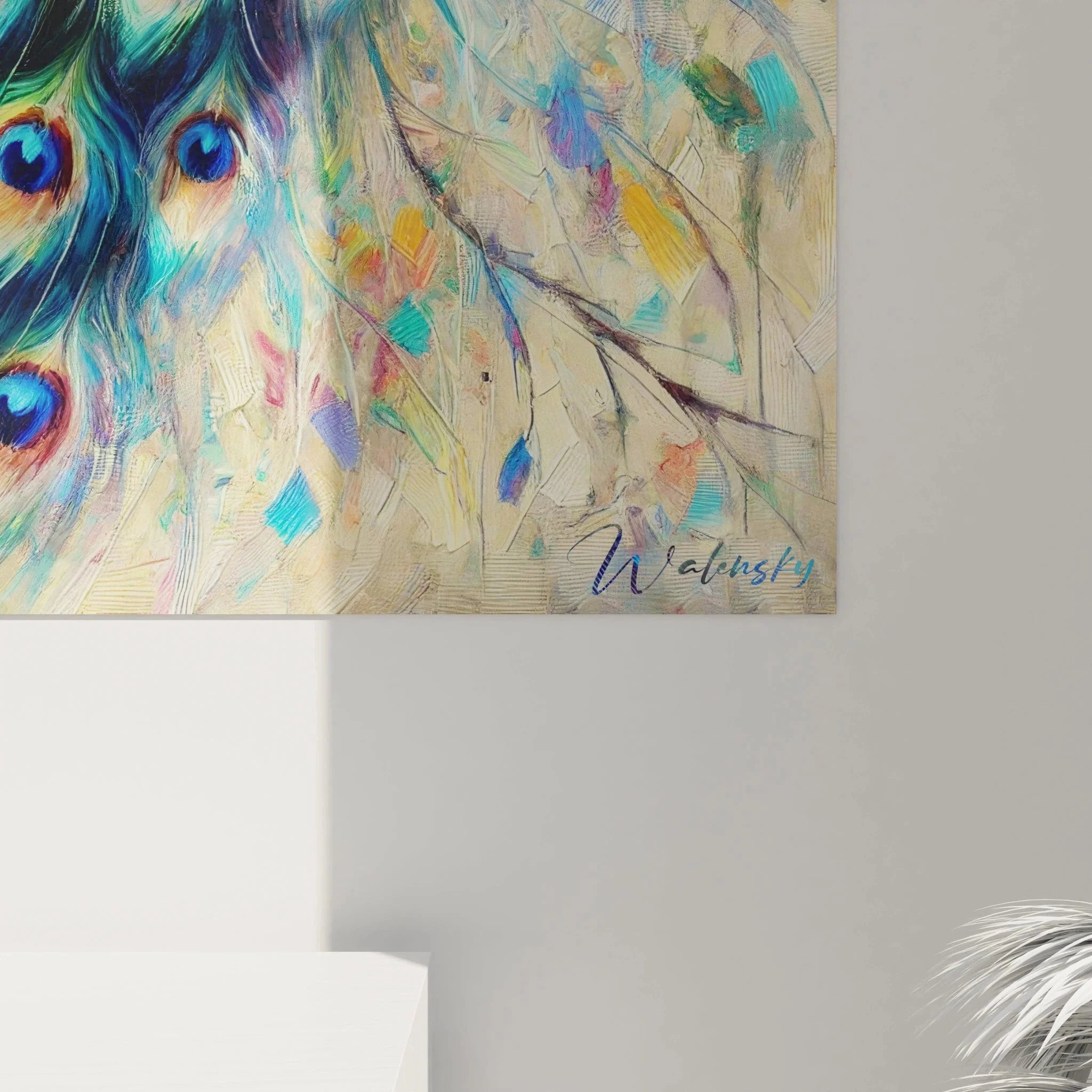 Wandbild Pfau Gesamtansicht - Vollständige Darstellung des majestätischen Paradiesvogels, XXL Leinwandbild