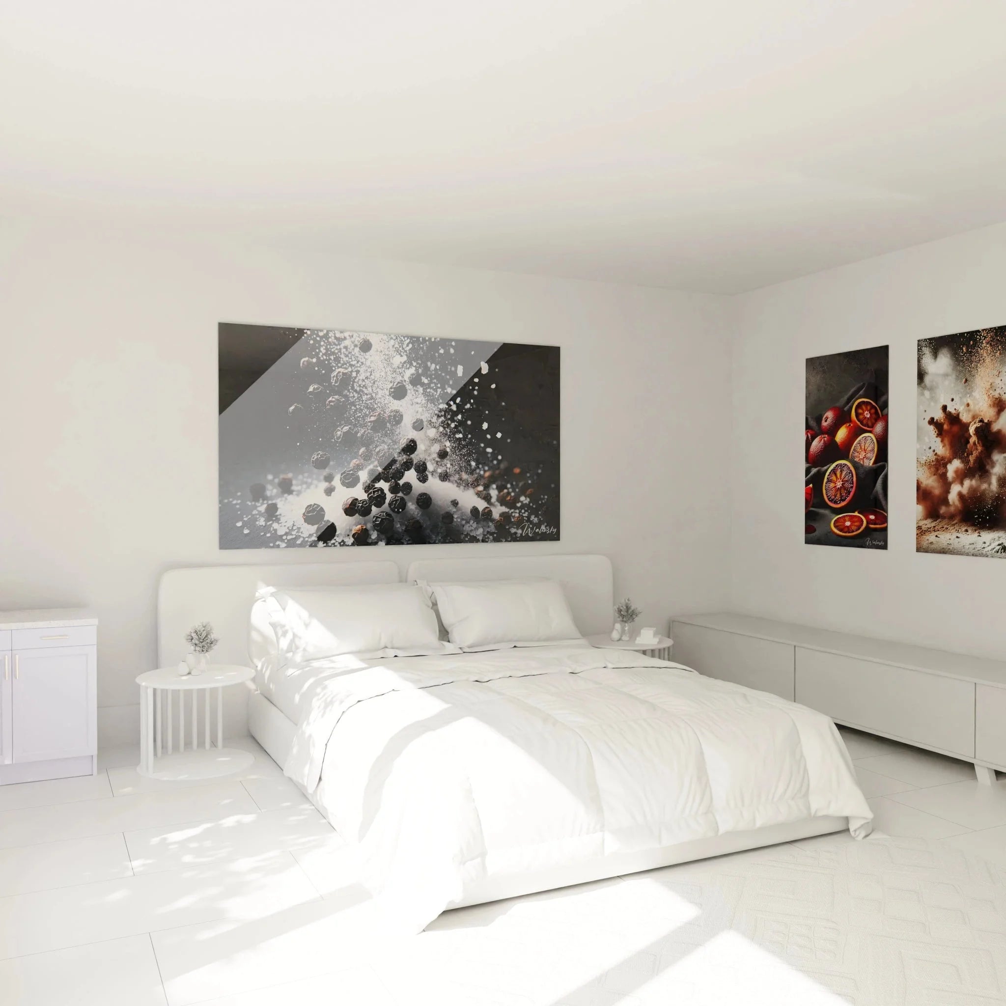 Wandbild Pfeffer XXL in modernem Schlafzimmer als stilvolle Wanddeko