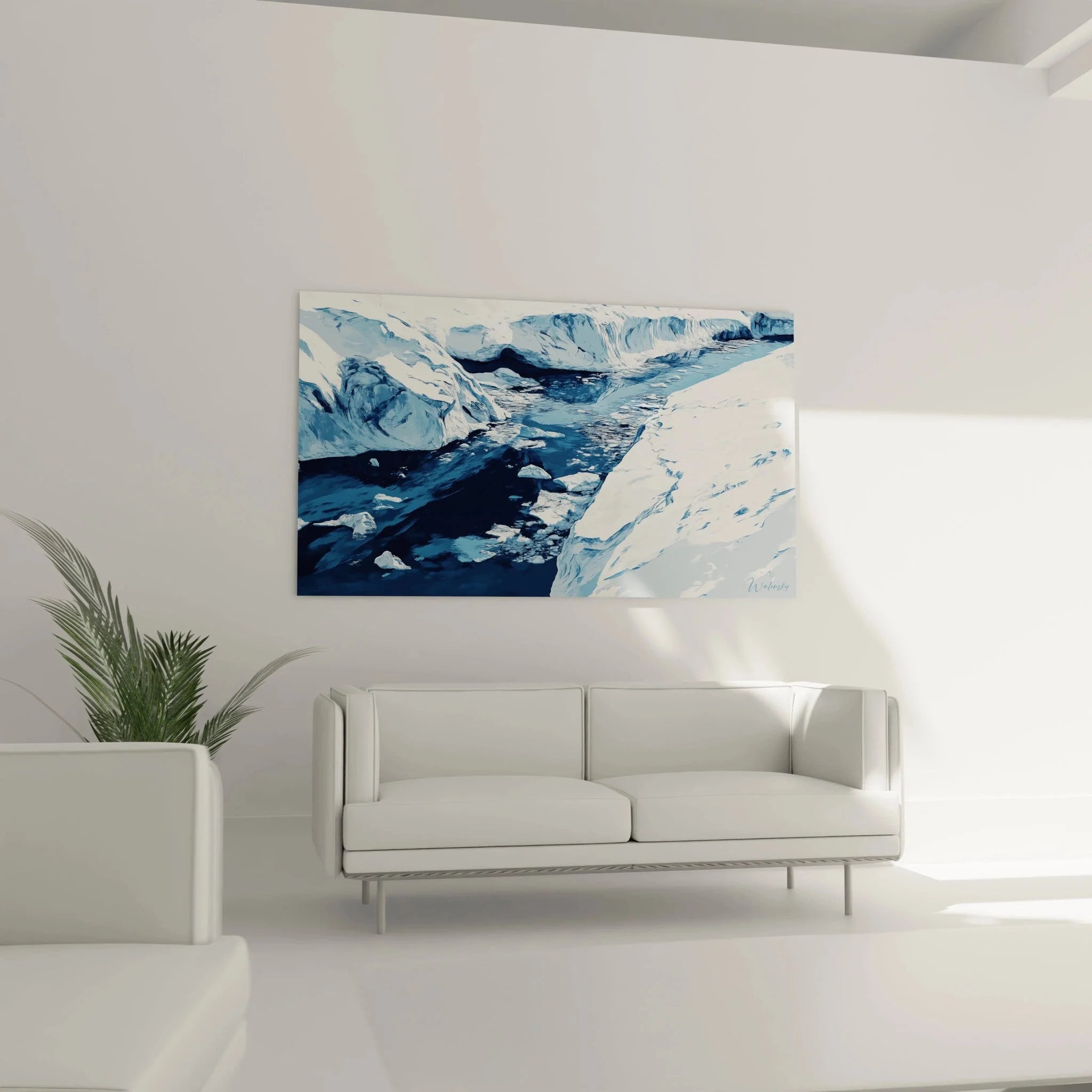 Detailansicht Wandbild Polarlandschaft - kristalline Eisstrukturen und Gletschertexturen in Nahaufnahme