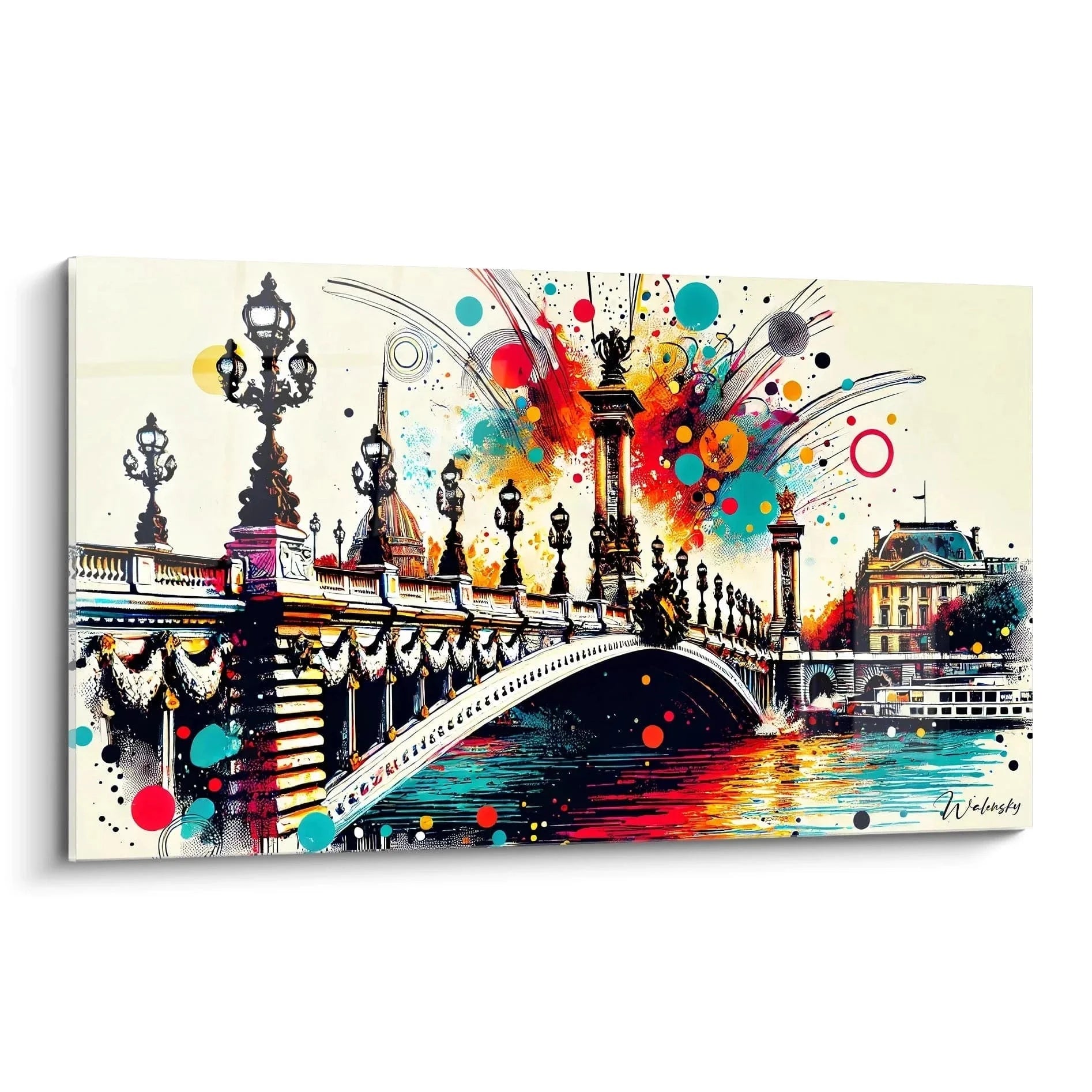 Wandbild Pont Alexandre III Paris mit explosiver Farbgestaltung und Street Art Elementen