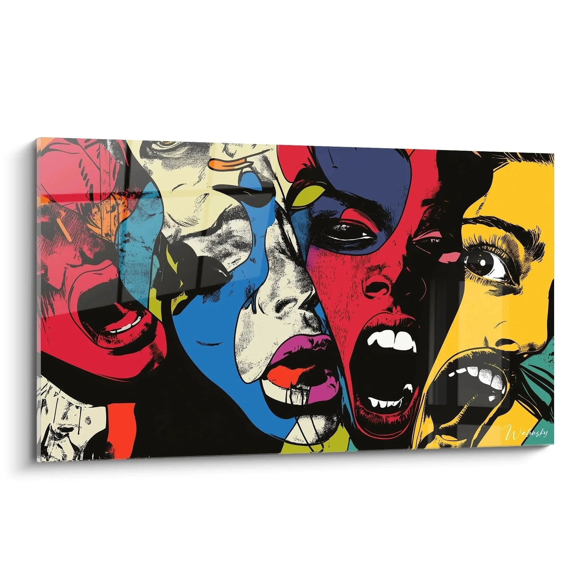 Wandbild Pop Art Gesichter mit bunten Porträts in leuchtenden Farben - Edition Goya moderne Wandkunst