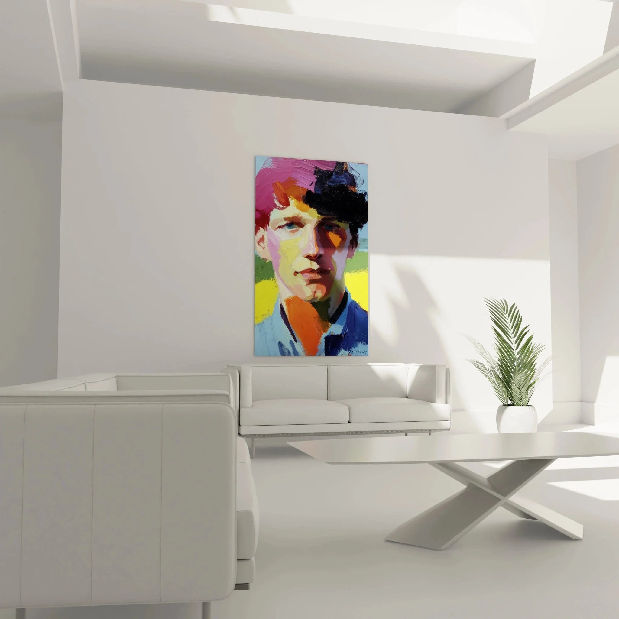 Detailansicht Wandbild Portrait Impressionismus Pinselstriche Farbauftrag Kunstwerk