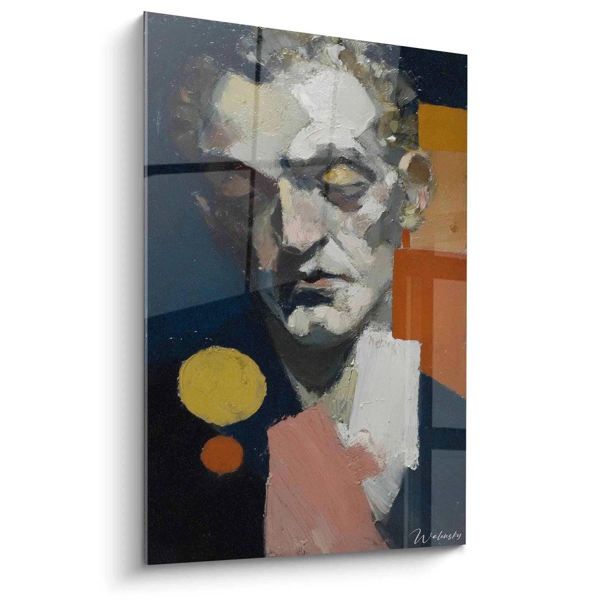 Wandbild Portrait Mann Dadaismus Stil mit abstrakten geometrischen Formen Edition Dadaismus
