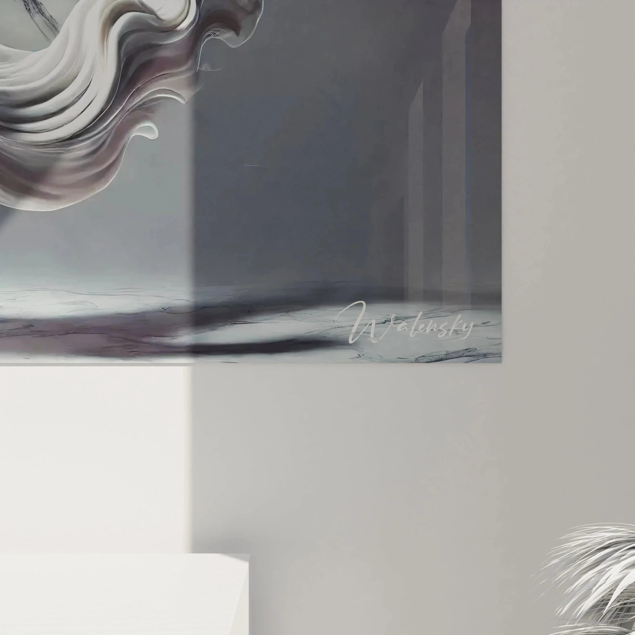 Gesamtansicht Wandbild Pottwal in surrealer Raumkomposition - Edition Pottwal moderne Walkunst Übersicht