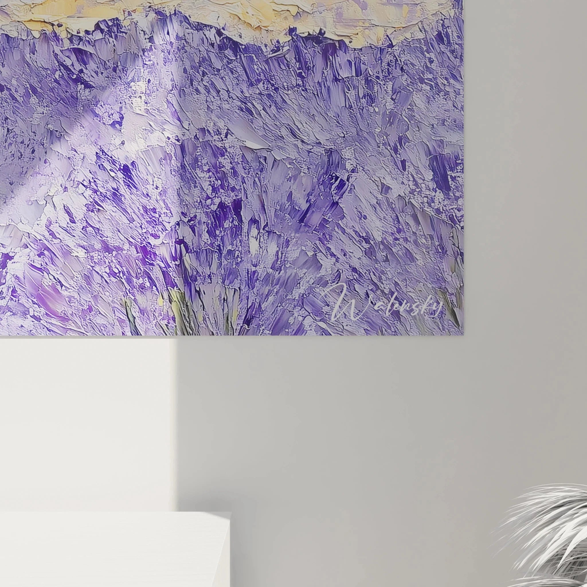 Gesamtansicht Wandbild Provence Landschaft mit Lavendelfeldern und Bergpanorama