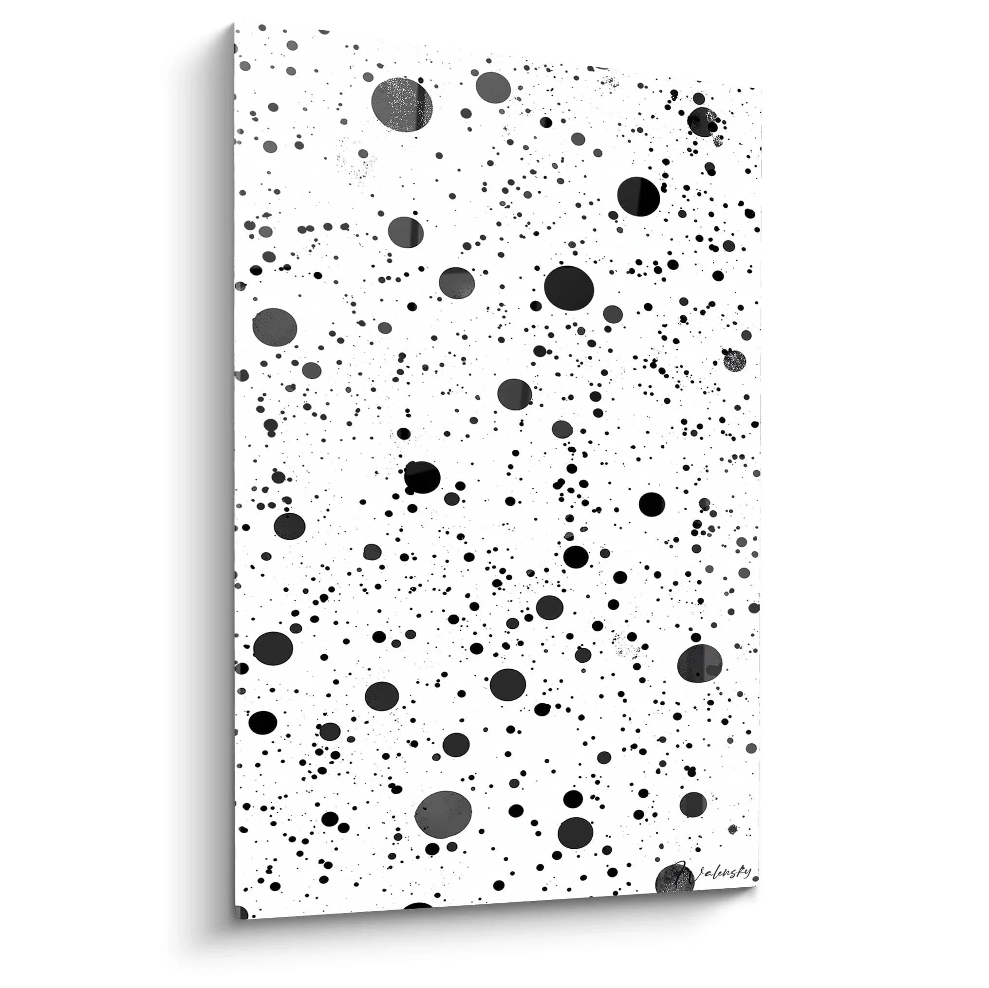 Wandbild XXL mit abstraktem Punktemuster in schwarz-weiß, Dalmatiner-Stil für moderne Wanddekoration