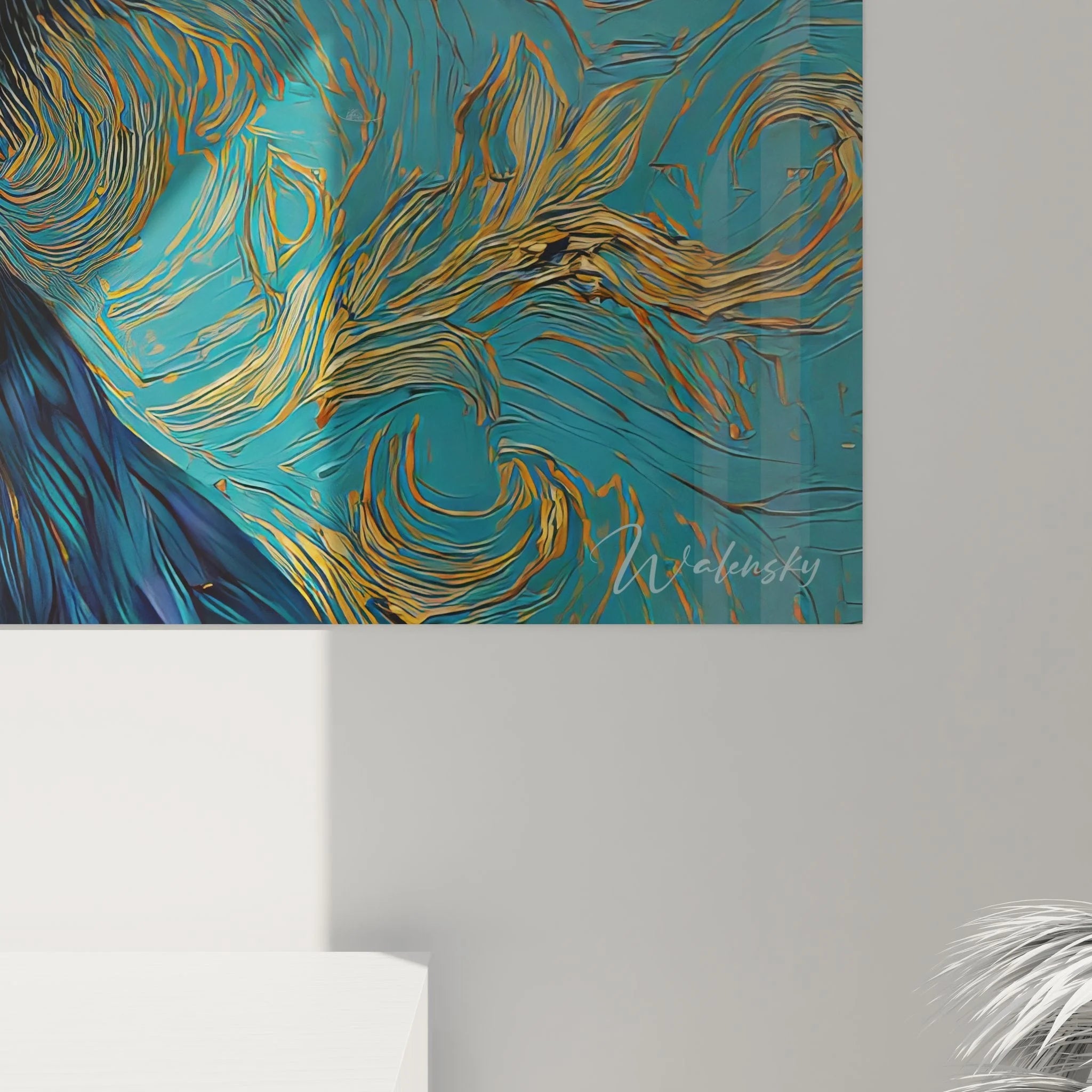 Gesamtansicht Wandbild Rabe Portraitkunst, vollständige Darstellung der mystischen Raben Wanddekoration