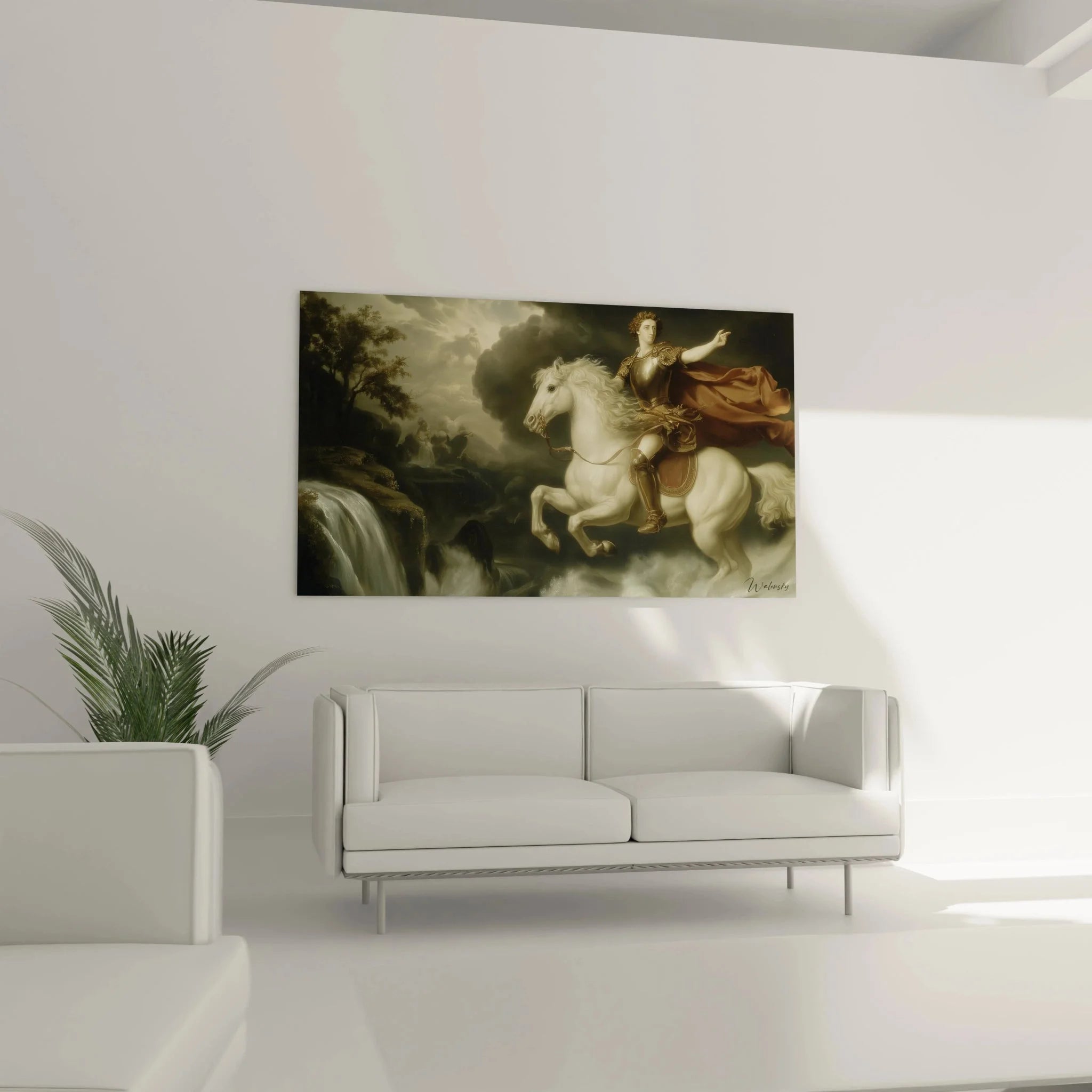 Detailansicht Wandbild Ritter goldene Rüstung - Neoklassische Malerei mit präziser Ausführung