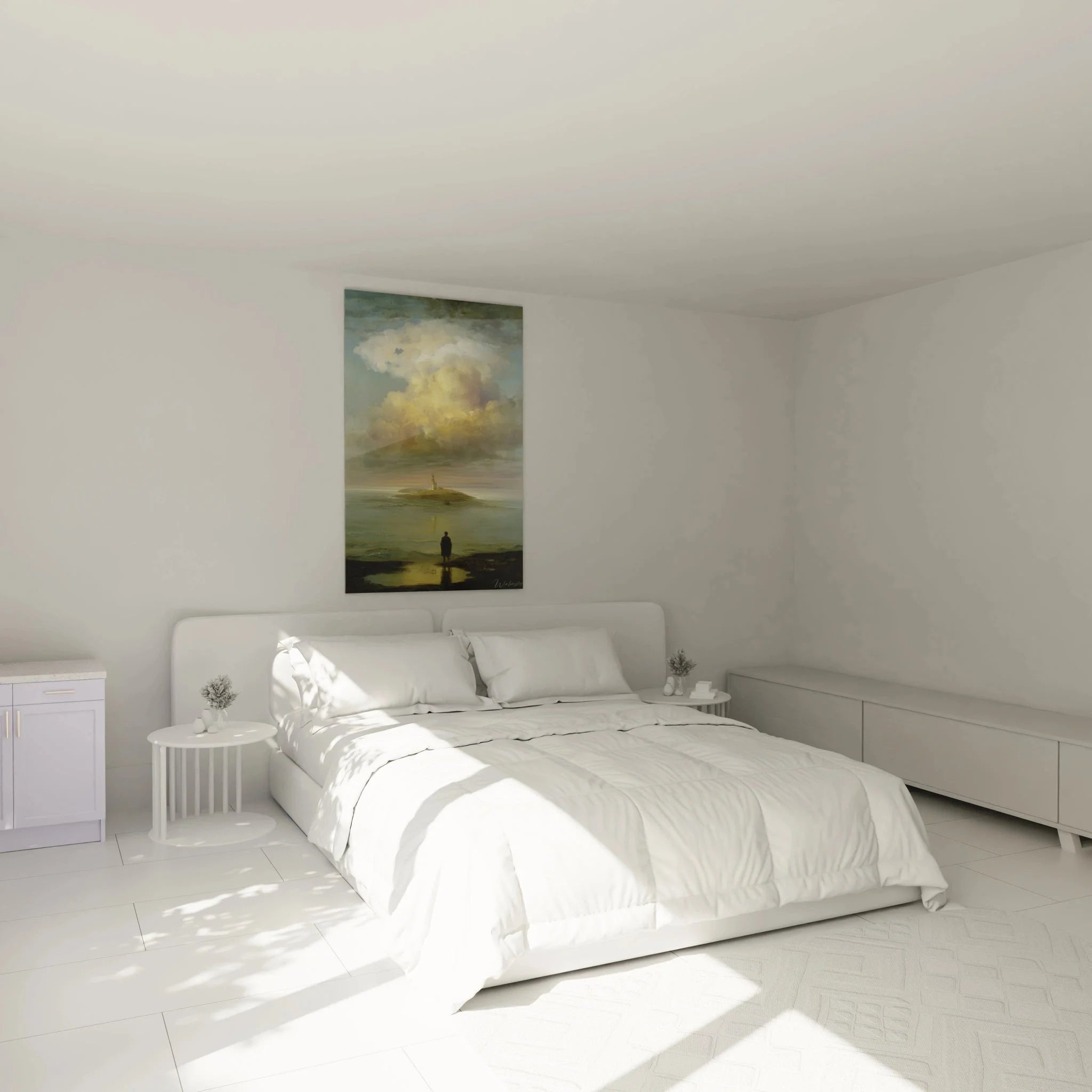 Wandbild XXL romantische Meereslandschaft im Schlafzimmer mit warmem Licht und beruhigender Atmosphäre