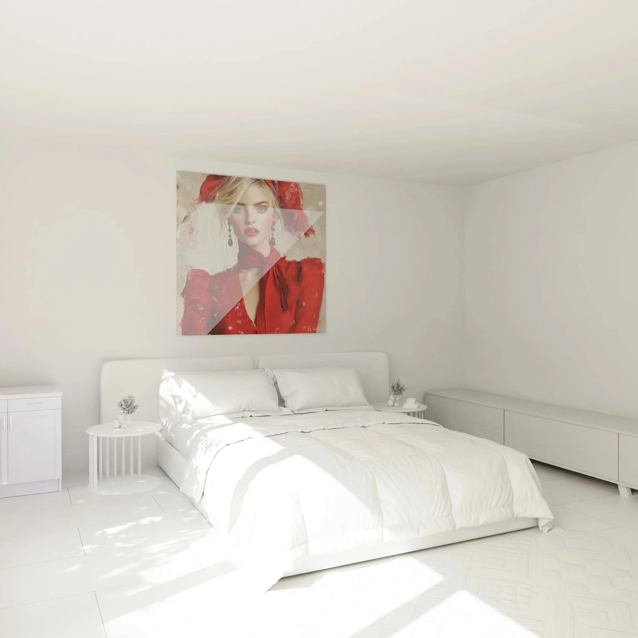 Wandbild romantische Frau in Rot als stilvolle Schlafzimmer Dekoration - Edition weibliche Schönheit