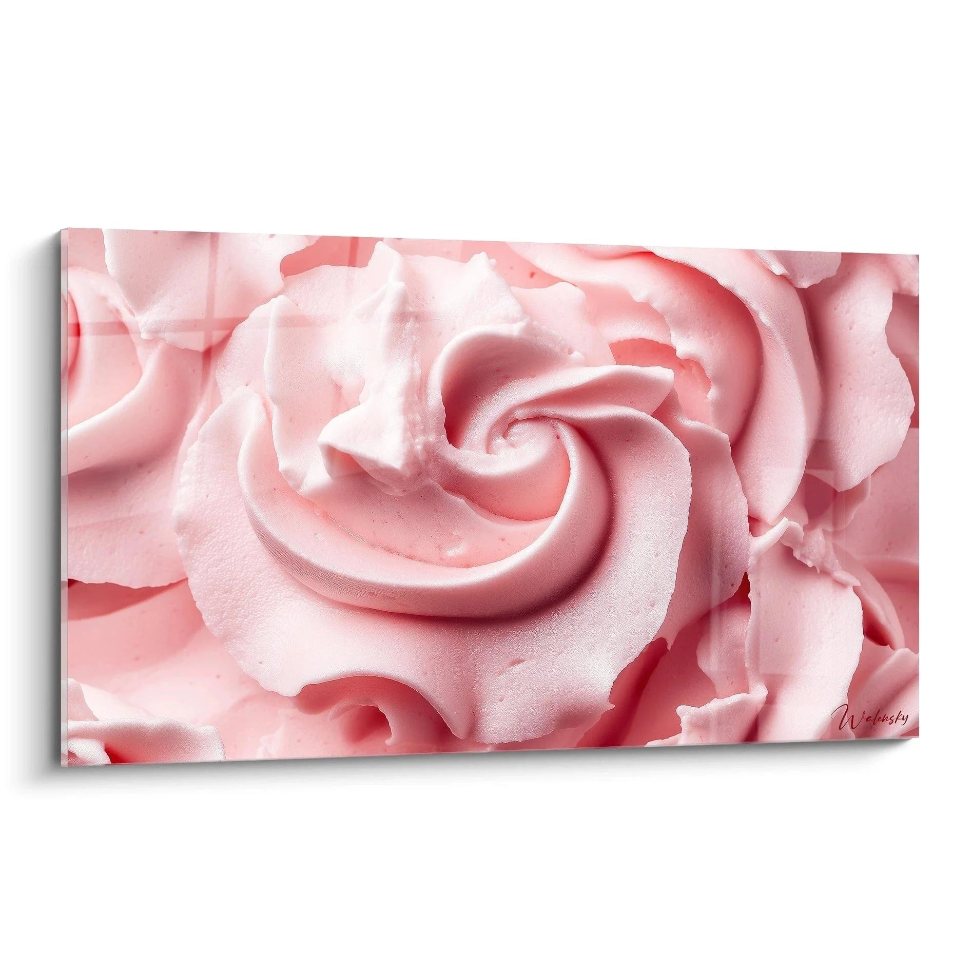 Wandbild Rosa Sahne mit cremigen Wirbeln in zarten Pastelltönen für moderne Wanddekoration