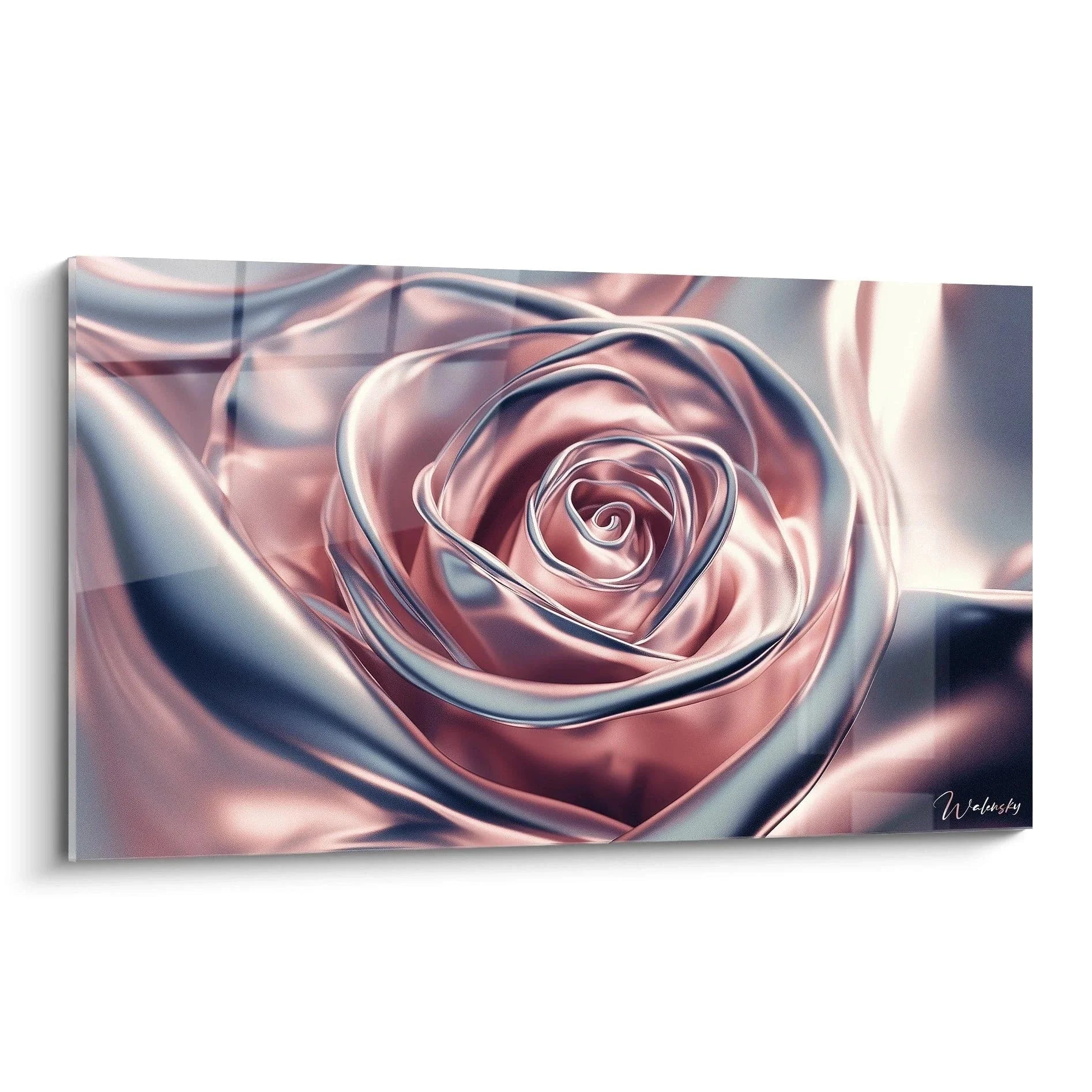 Wandbild Rose metallisch mit kupfernen und silbernen Effekten - Edition Rose Luxus Wanddekoration