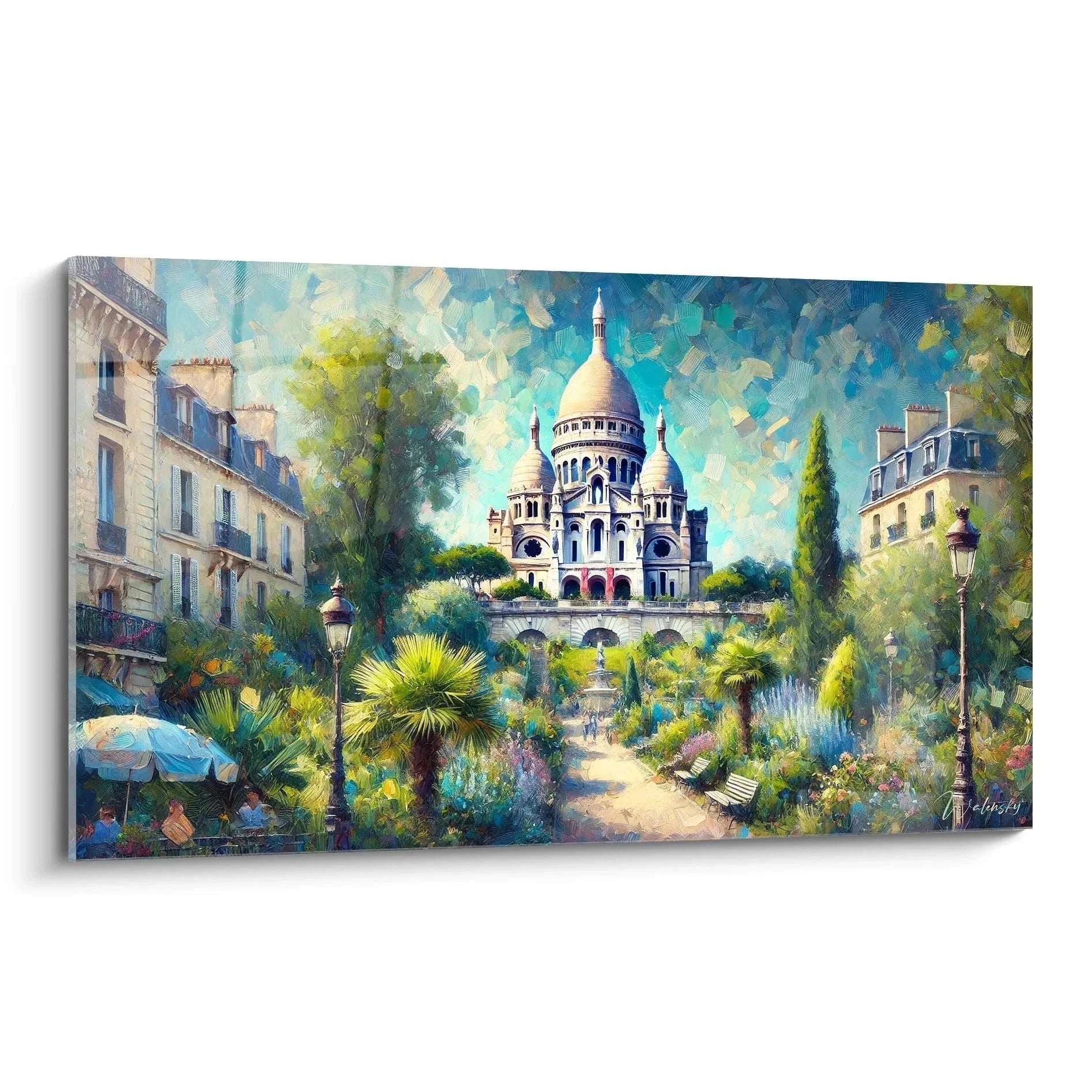 Wandbild Sacré-Cœur Montmartre Paris mit impressionistischen Farben und Gärten - Edition Paris Wandkunst