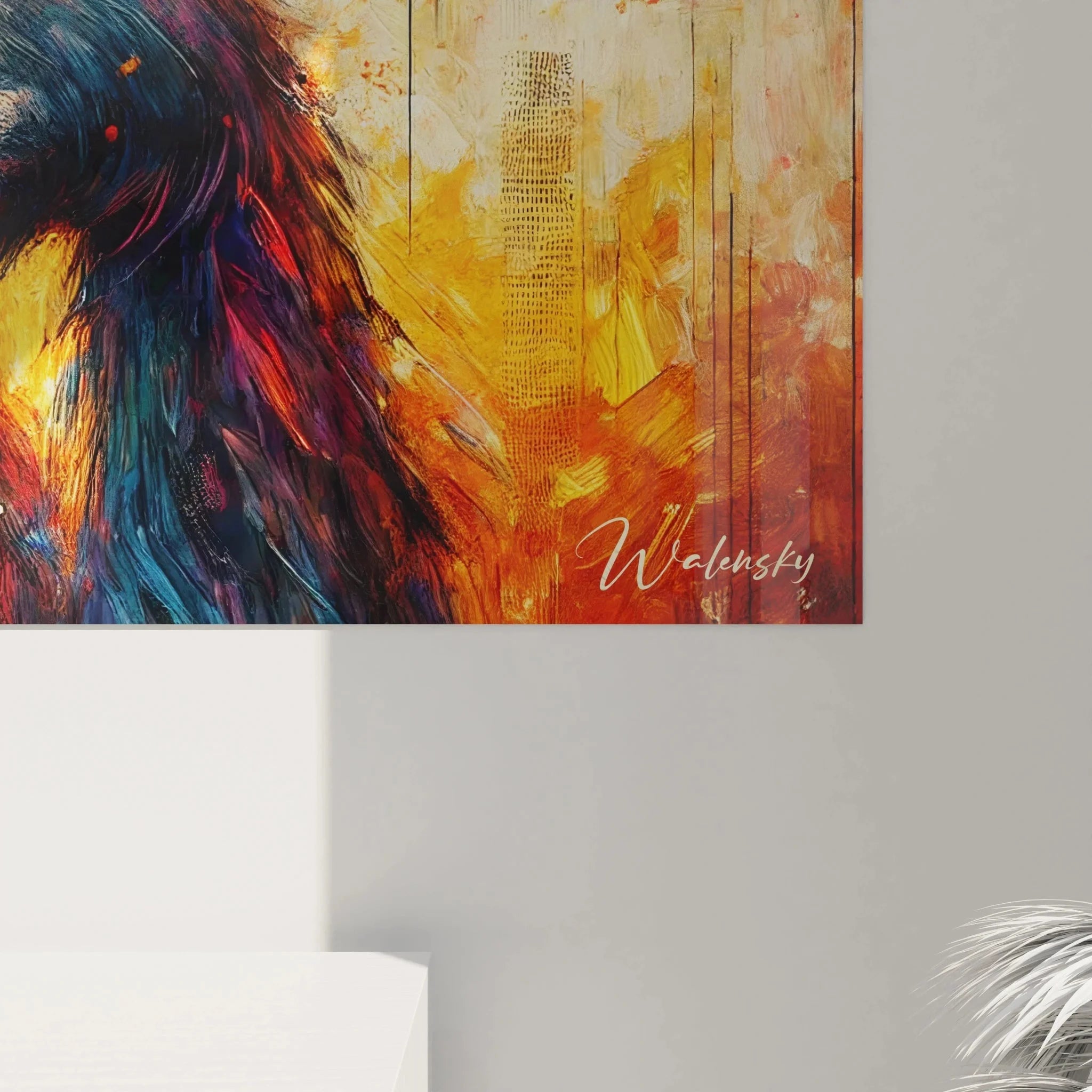 Gesamtansicht Wandbild Schimpanse modern - Übersicht der Farbkomposition im Affe Kunstwerk für Wanddekoration