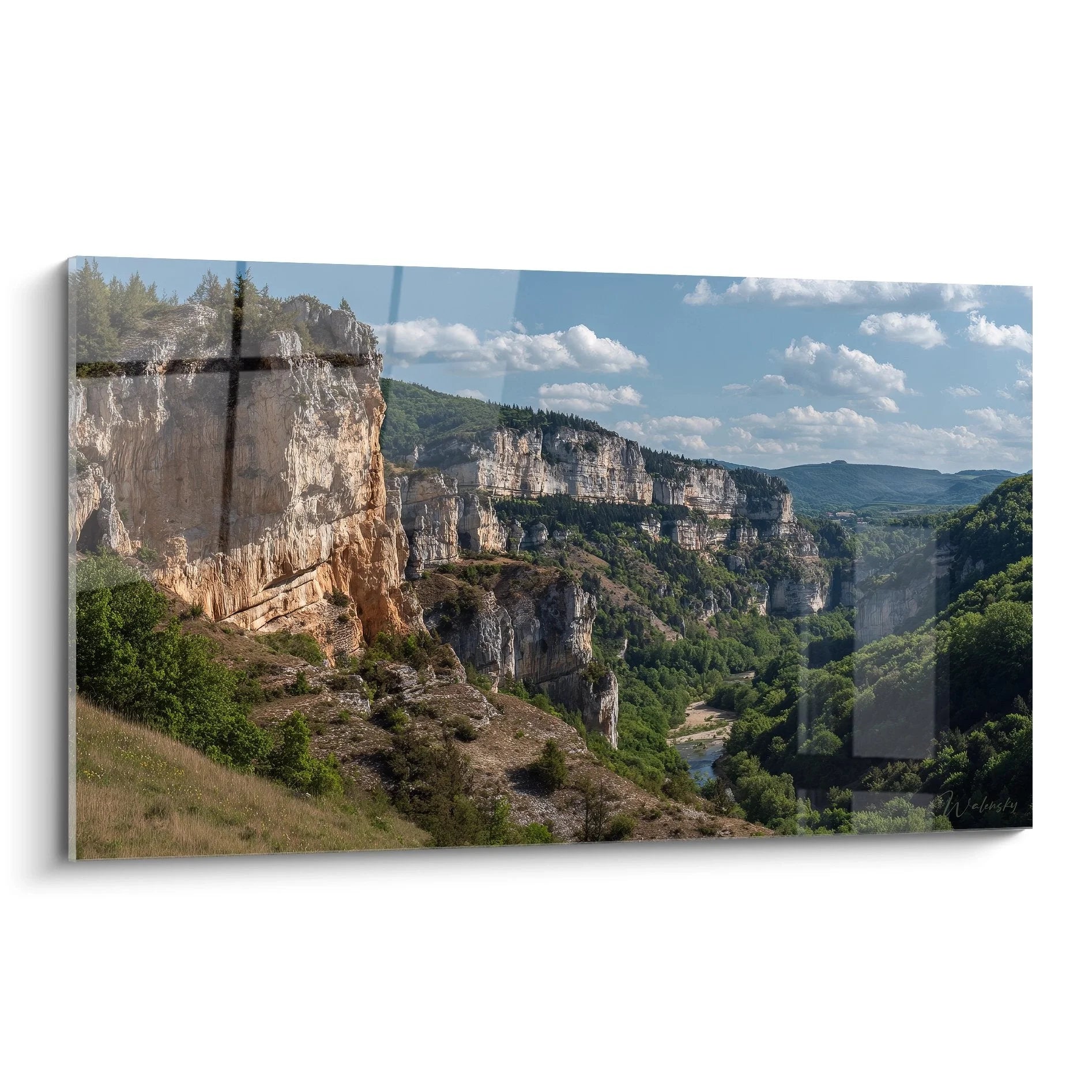 Wandbild Schlucht Canyon mit majestätischen Felsformationen und mediterraner Berglandschaft