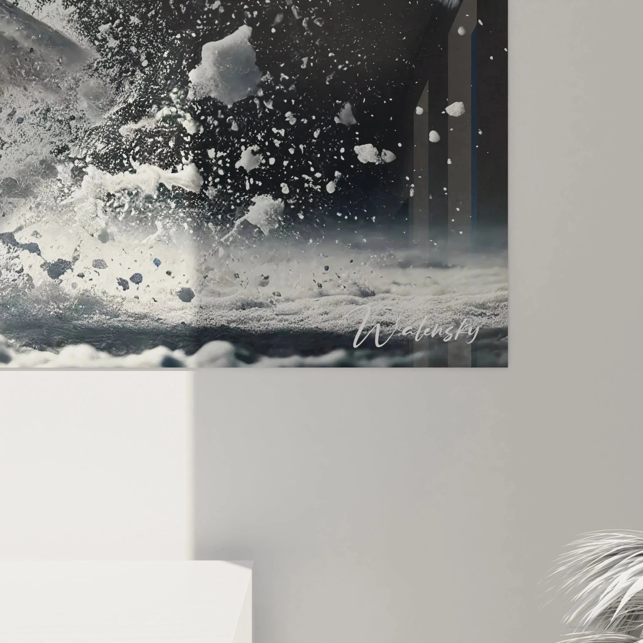 Gesamtansicht Wandbild Schneeeule Winter Szene schwarz-weiß Edition Eule Kollektion