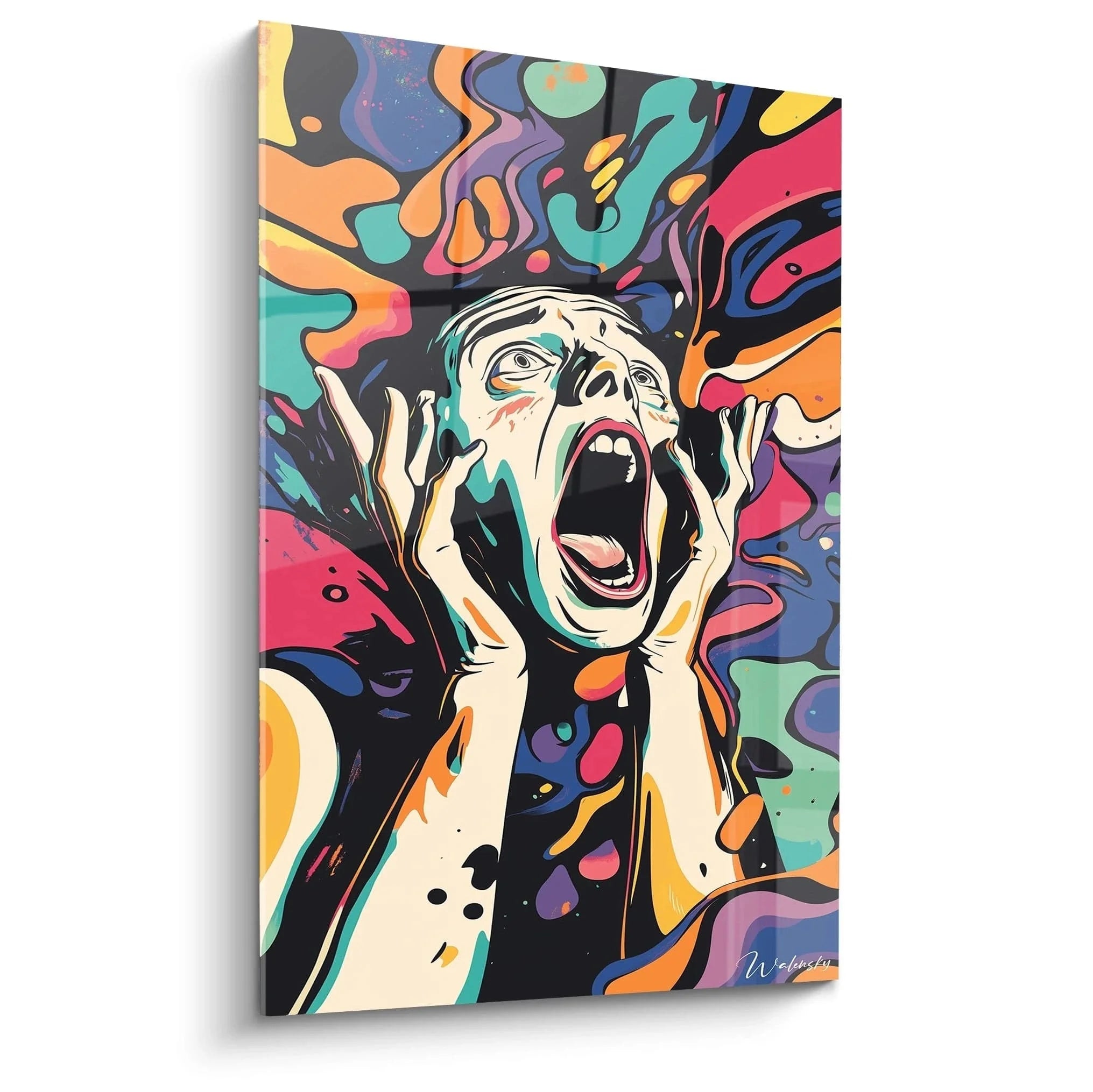 Wandbild Schrei abstrakt expressionistisch bunte Farben Munch Stil moderne Kunst Wanddekoration