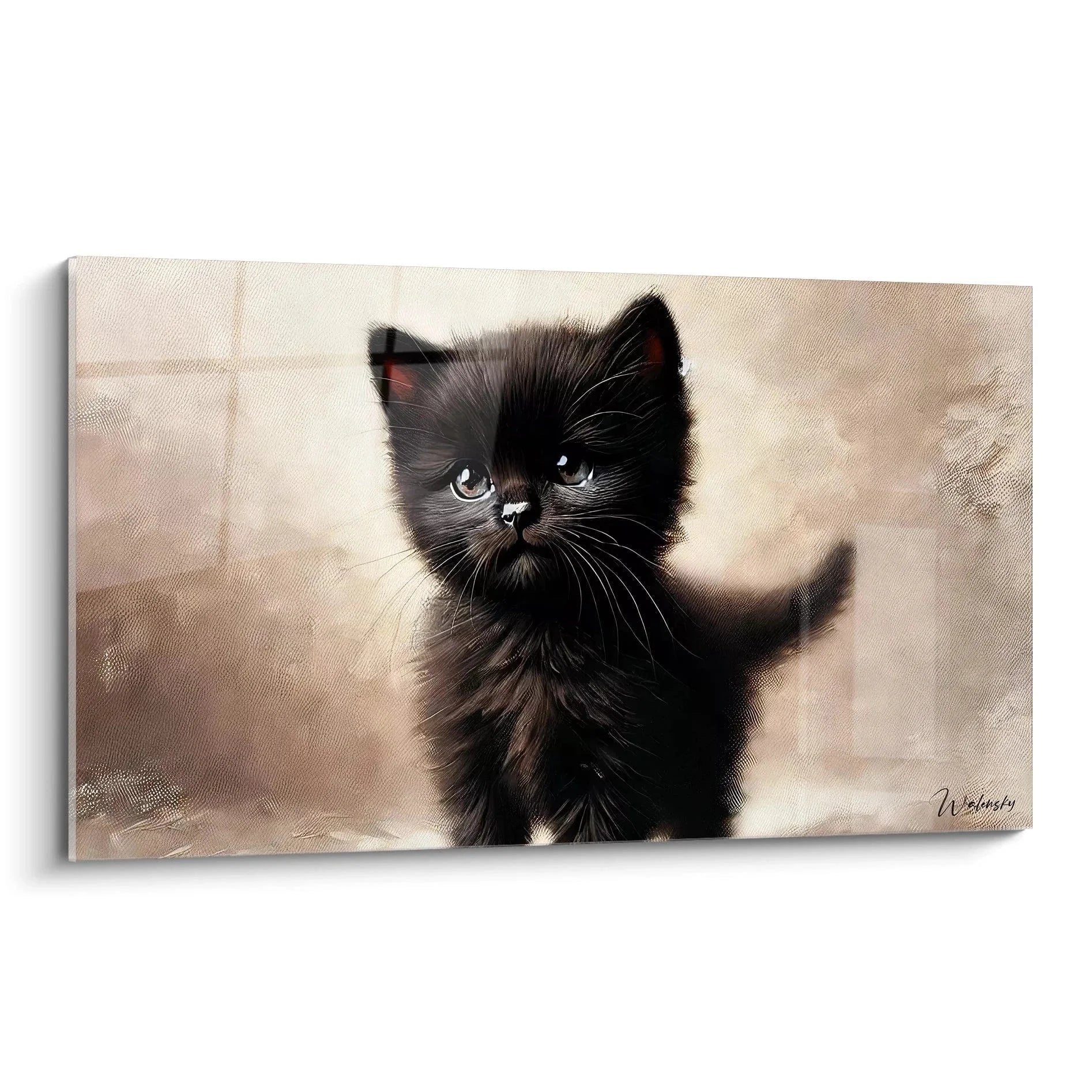 Wandbild schwarzes Kätzchen mit blauen Augen - süßes Katzenbaby Kunstdruck Edition Katze