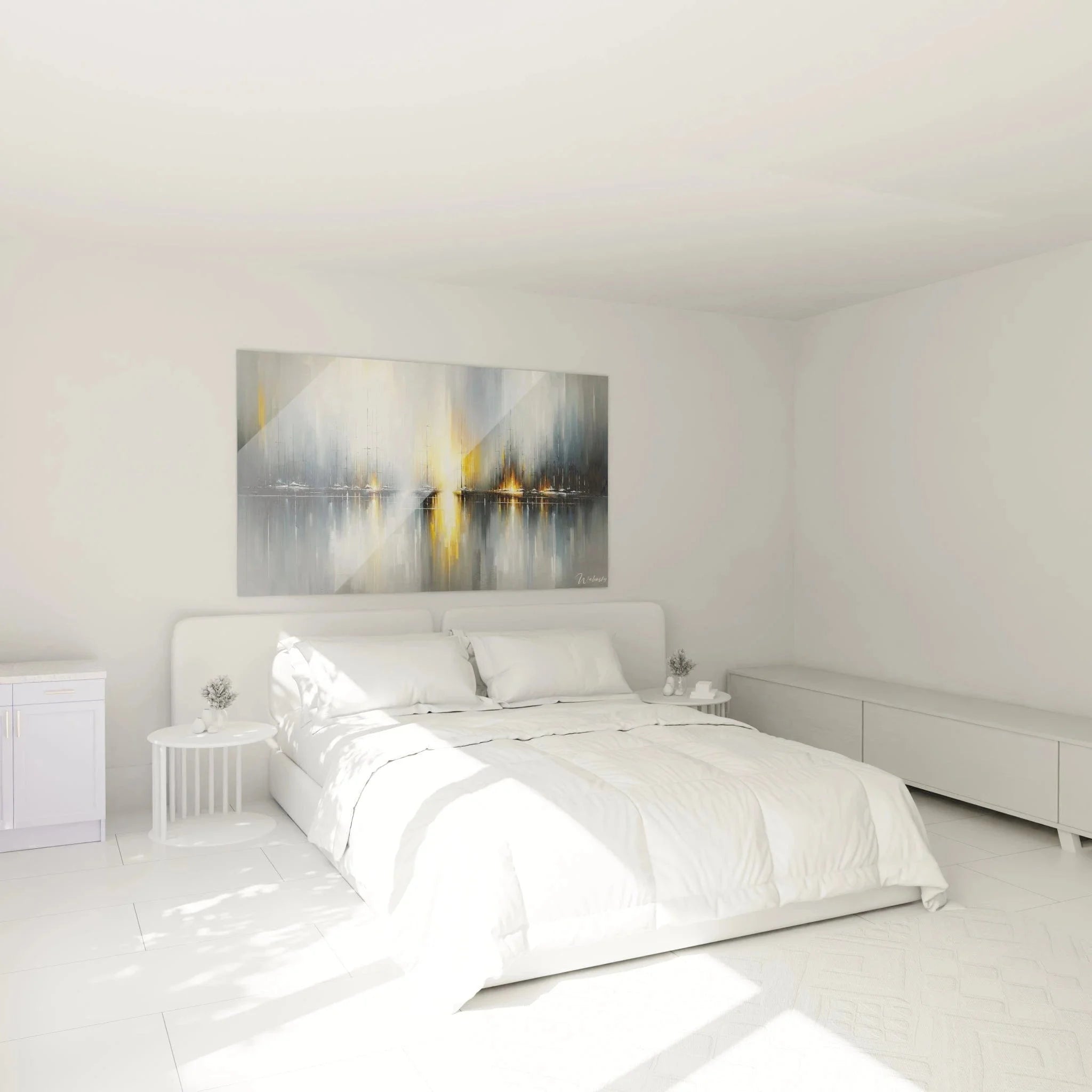 Wandbild Segelboote Marina als stilvolle Wanddekoration im Schlafzimmer