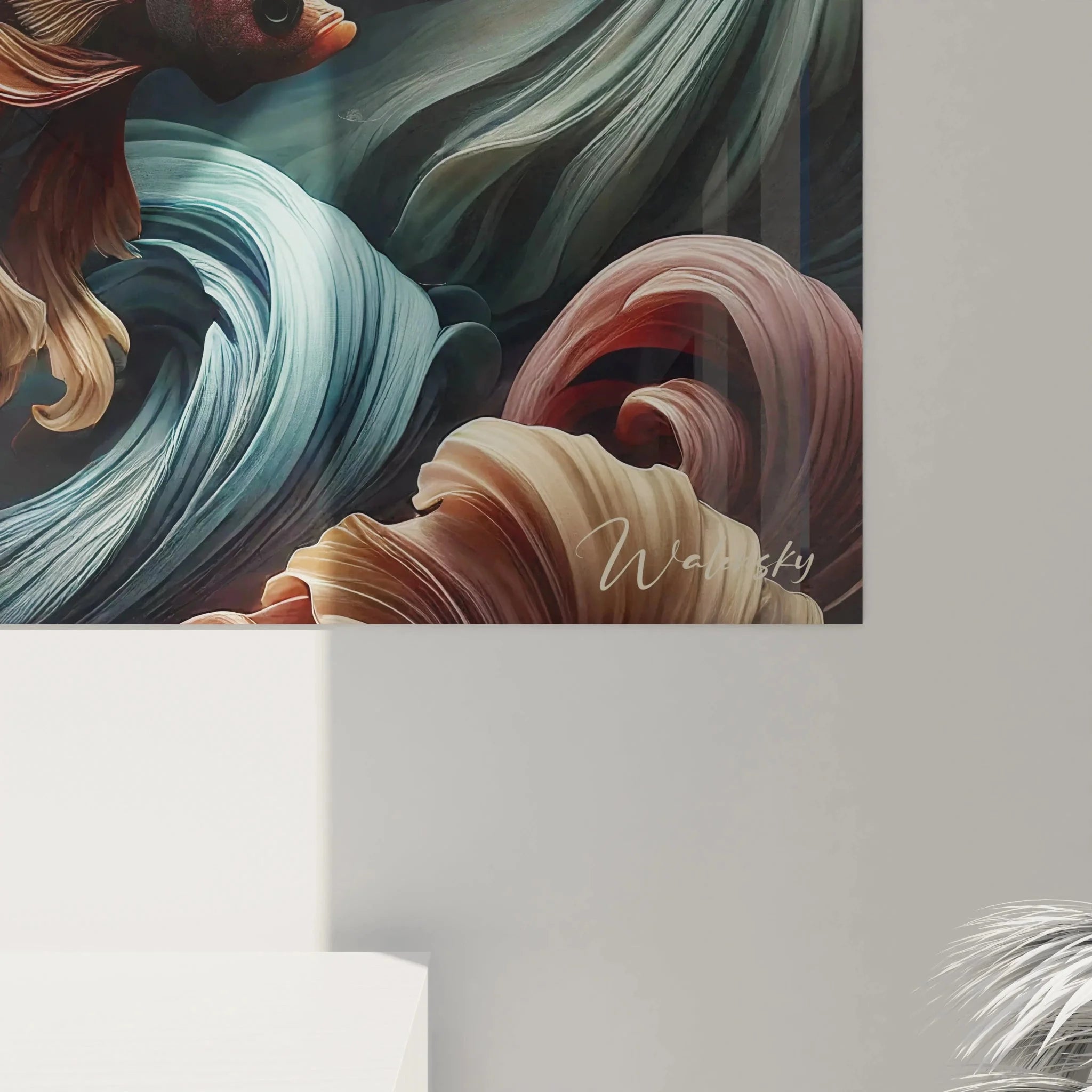 Gesamtansicht Premium Wandbild Siamesischer Kampffisch mit eleganten Flossen in Wohnraumdeko