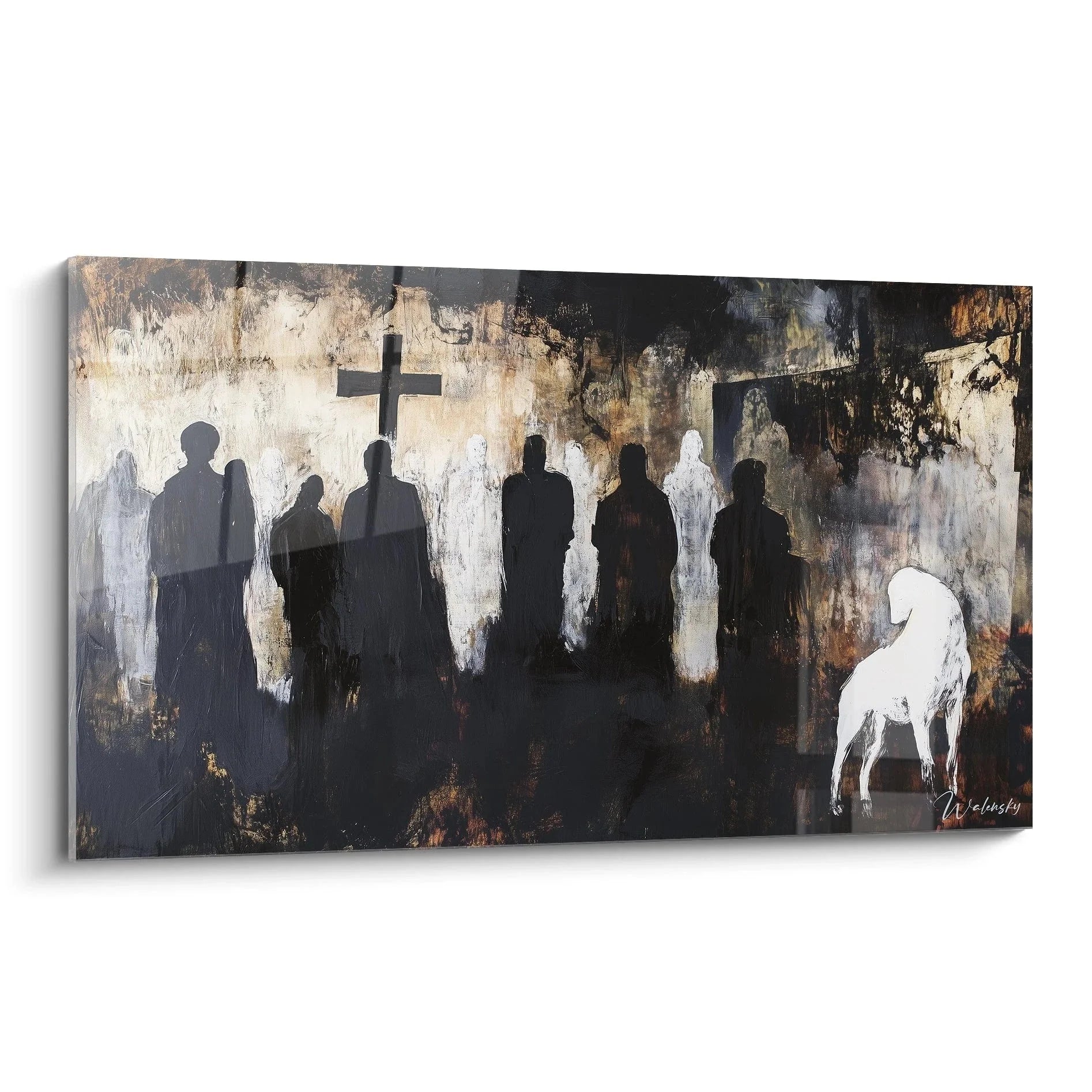 Wandbild Silhouetten Kreuz spirituelle Versammlung Edition Gustave Courbet moderne Wandkunst
