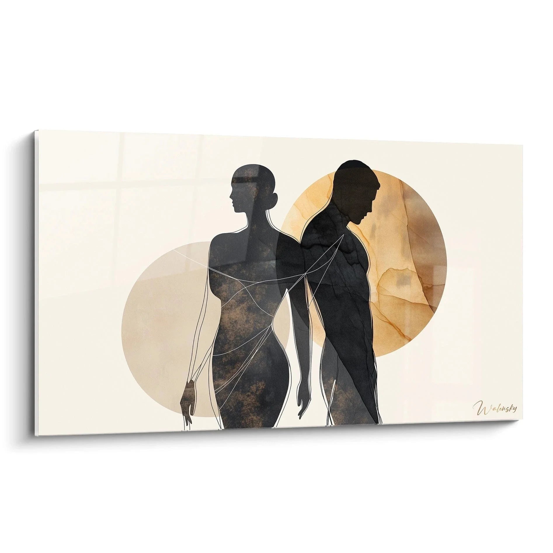 Wandbild moderne Silhouetten Renaissance Stil Botticelli Inspiration warme Farbtöne Wanddekoration