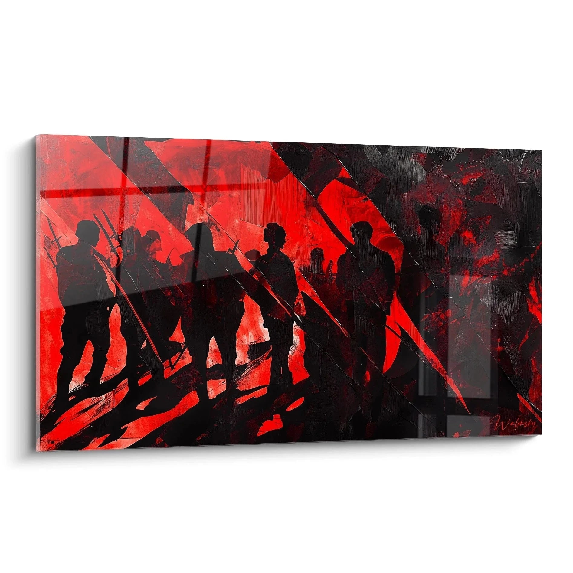 Wandbild Soldaten Schlacht in Rot - Moderne Kriegskunst mit Silhouetten Edition Rembrandt van Rijn