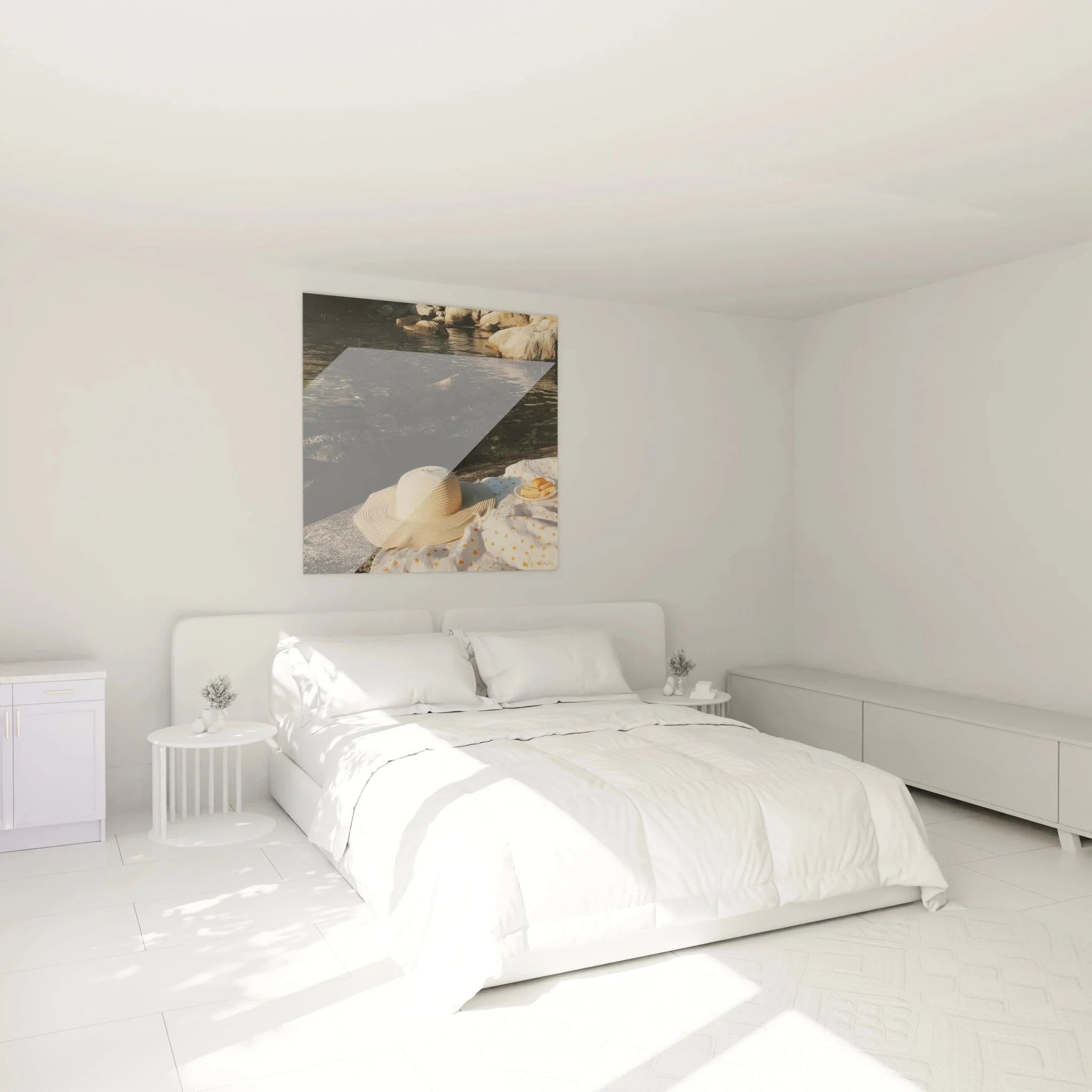 Wandbild Sommerpicknick XXL in Schlafzimmer Ambiente - entspannende Wanddekoration Sommer