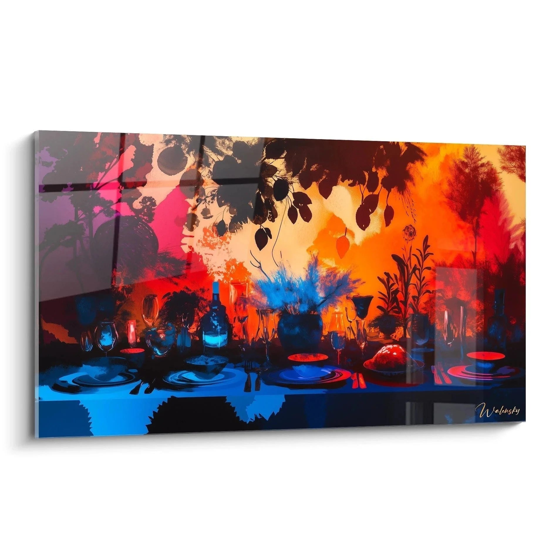 Wandbild Stillleben mit Farbexplosion im Renoir-Stil, moderne Wanddekoration