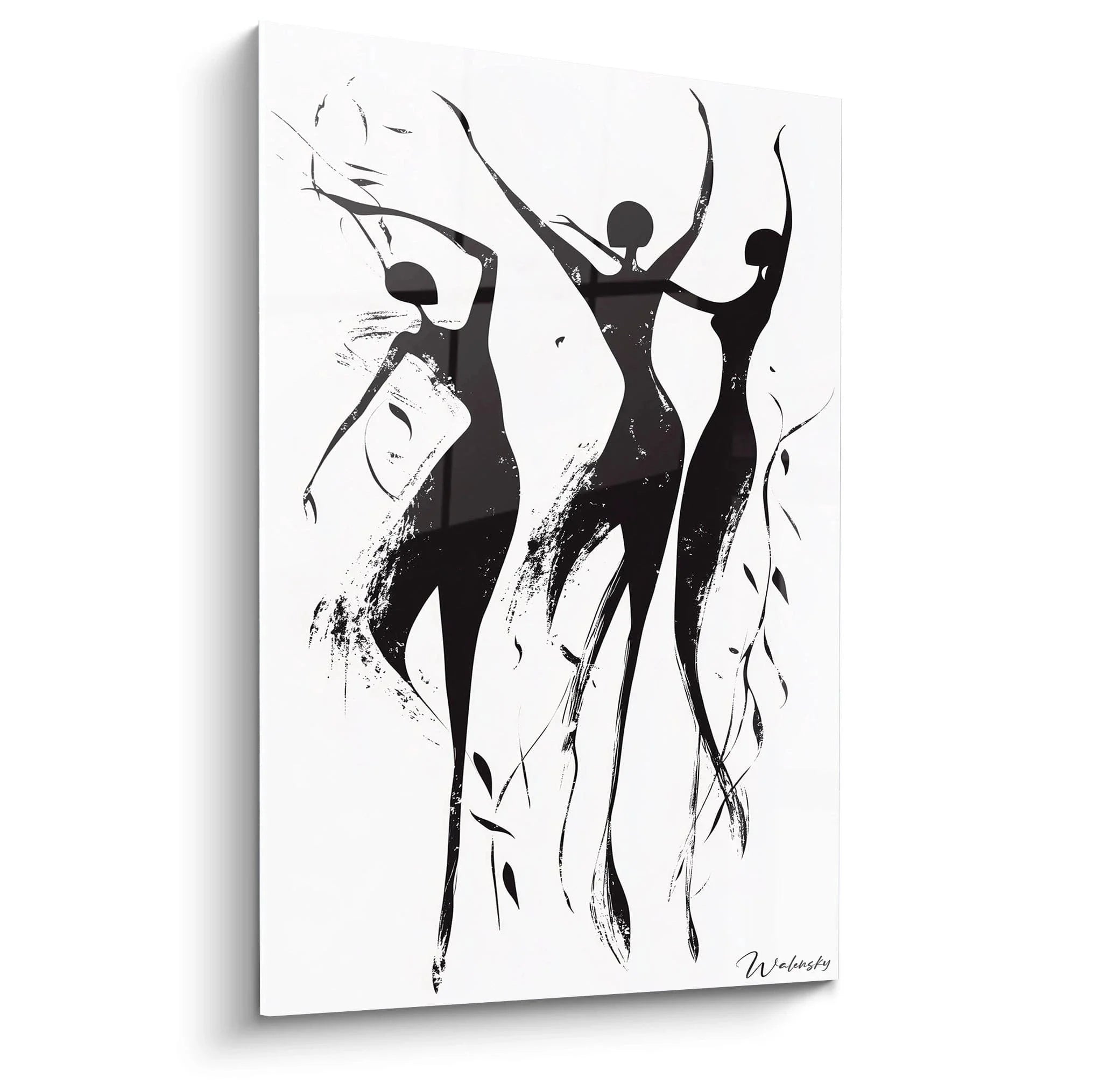 Wandbild tanzende Frauen schwarz weiß - drei elegante Silhouetten in Bewegung - Rubens Edition