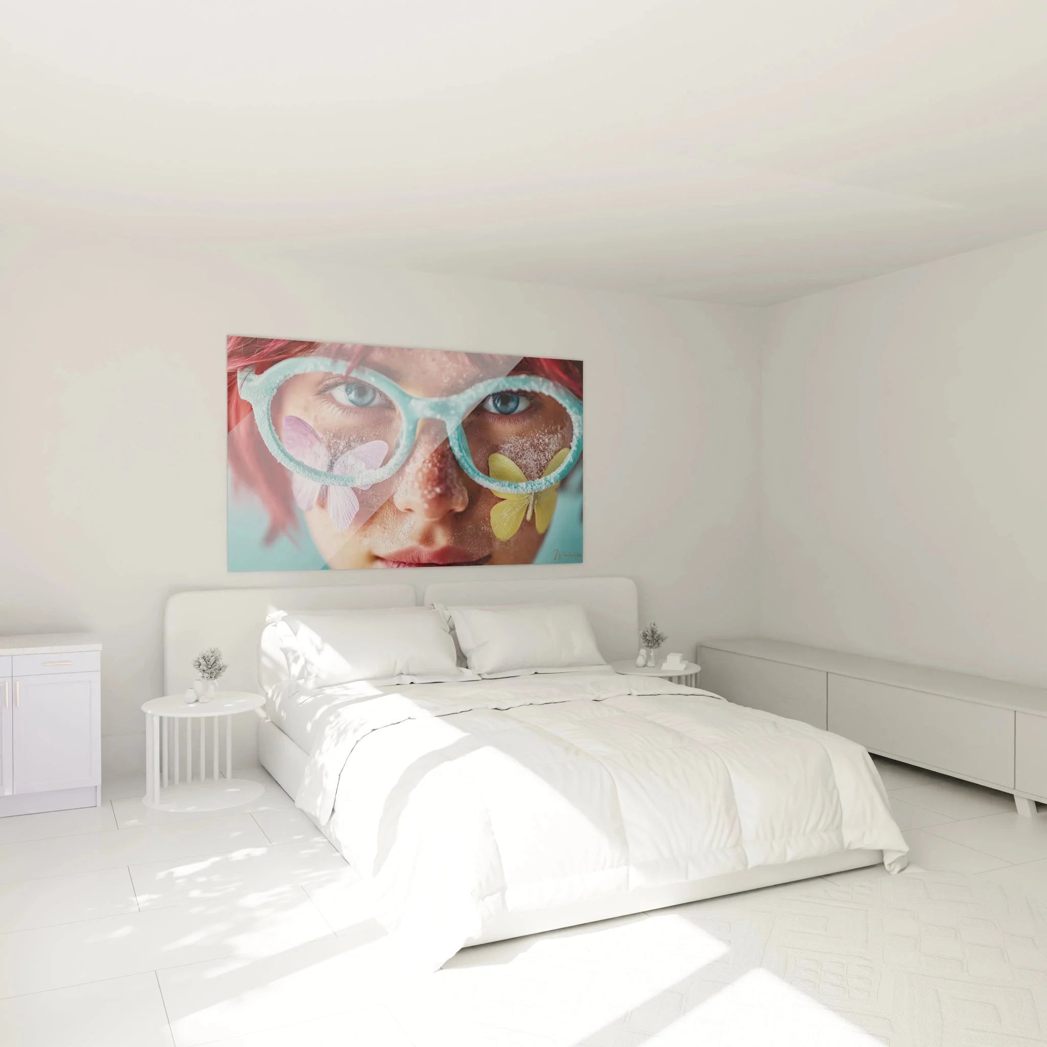 Wandbild Taucherbrille Schlafzimmer Ambiente, maritime Wandkunst für moderne Raumgestaltung