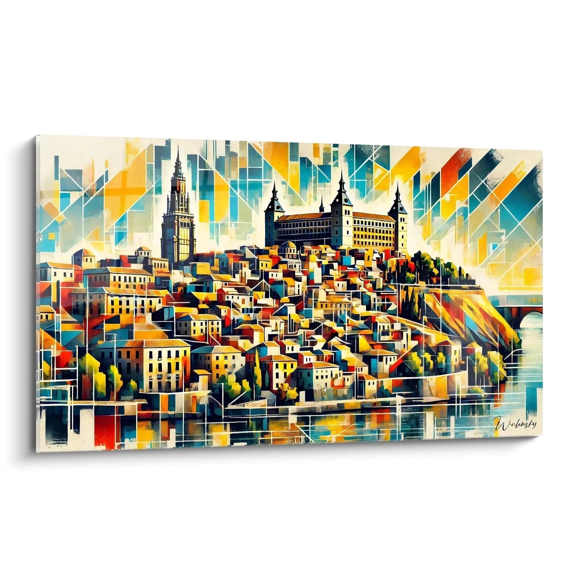 Wandbild Toledo Alcazar geometrisch abstrakt Spanien Kunstdruck XXL Wanddekoration modern