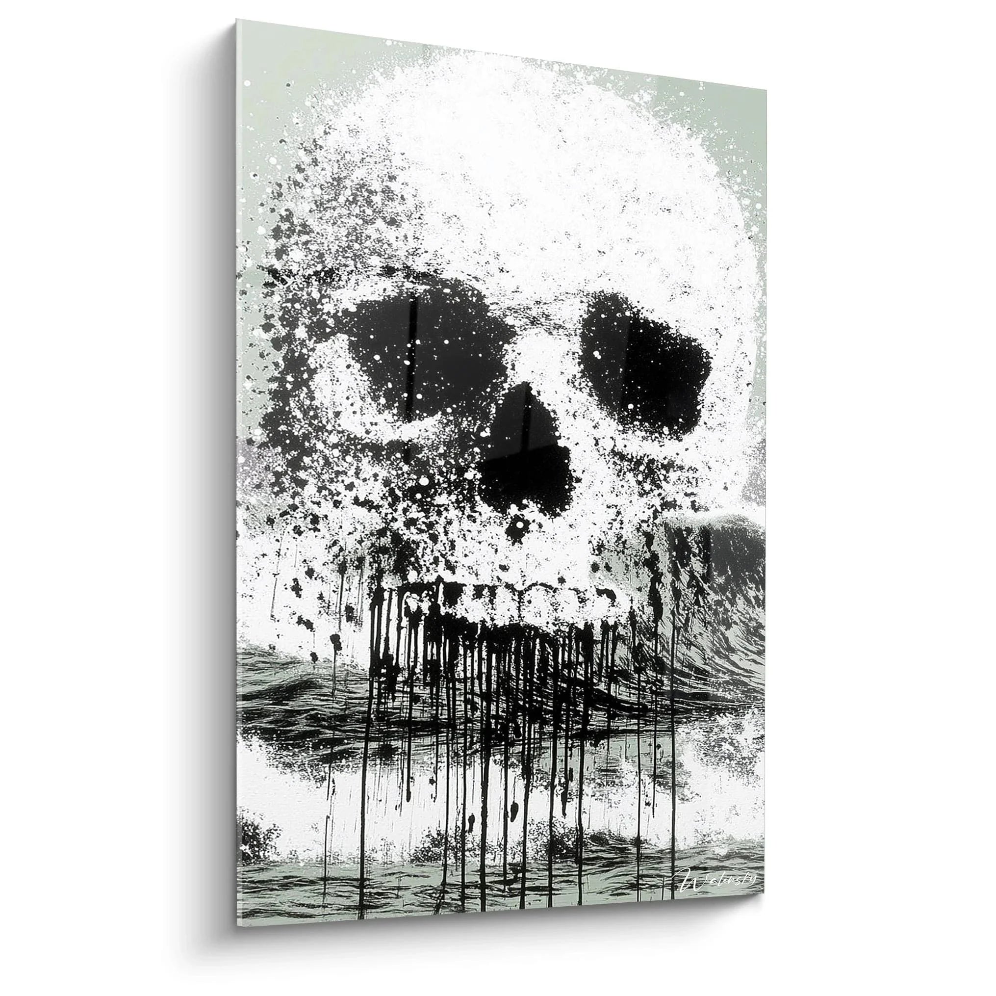 Wandbild Totenkopf Street Art schwarz weiß - Vanitas Memento Mori Kunstdruck modern