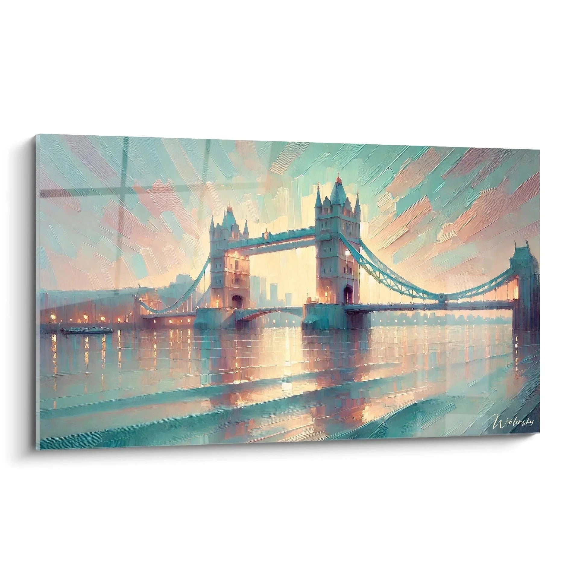 Wandbild Tower Bridge London mit Sonnenuntergang, impressionistische Kunst XXL für Wanddekoration