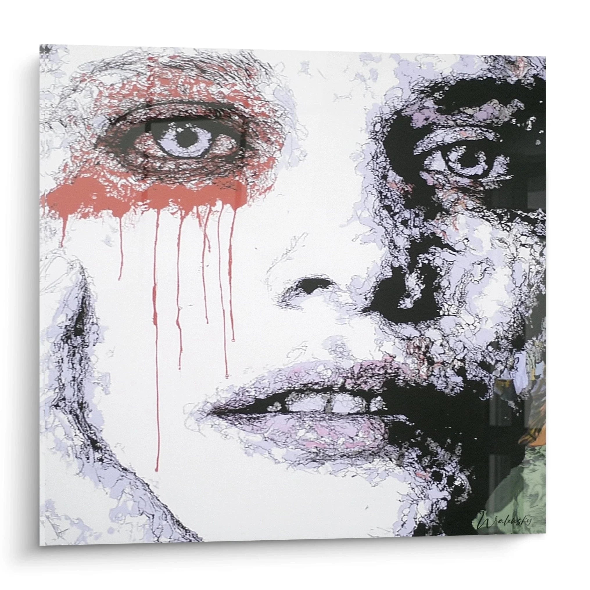 Wandbild tränendes Auge mit roten Tränen in abstraktem Gesichtsporträt, Edition Vanitas Wanddekoration