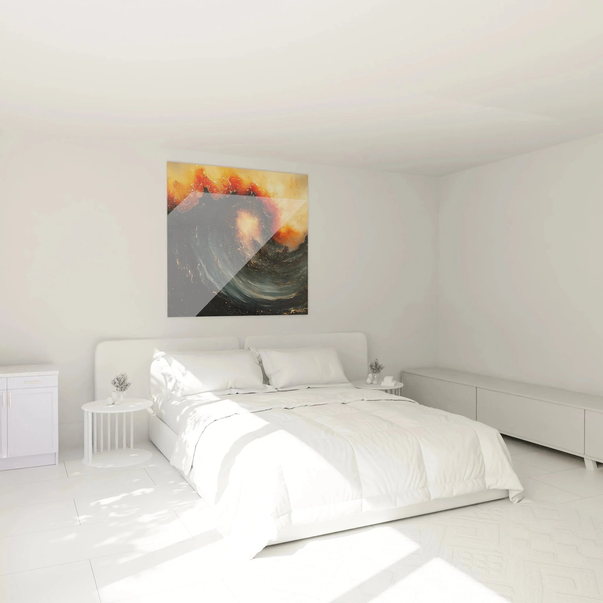 Wandbild Tsunami Expressionismus als Schlafzimmer Dekoration mit dramatischer Meereswelle