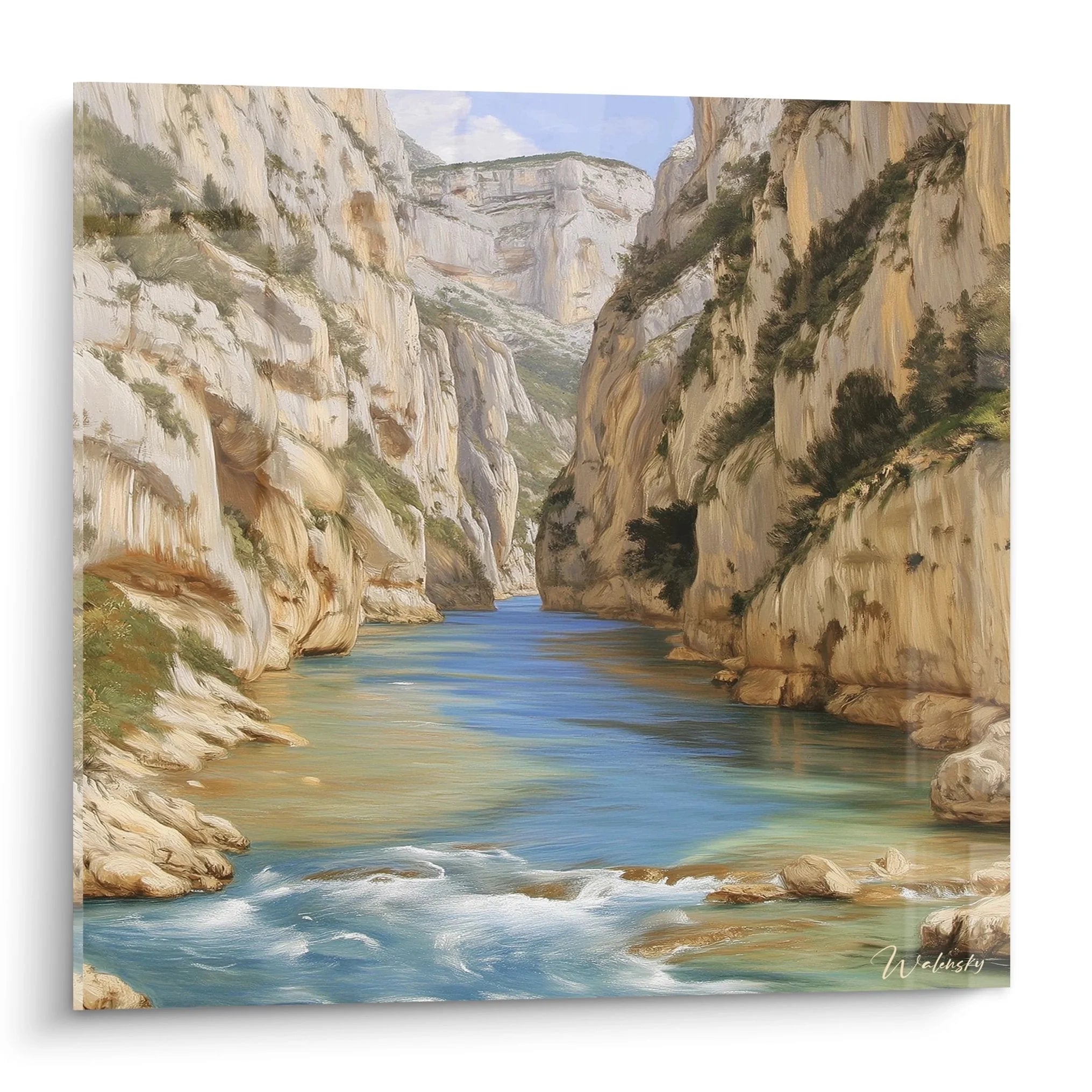 Wandbild türkiser Canyon mit kristallklarem Wasser zwischen beigen Felswänden