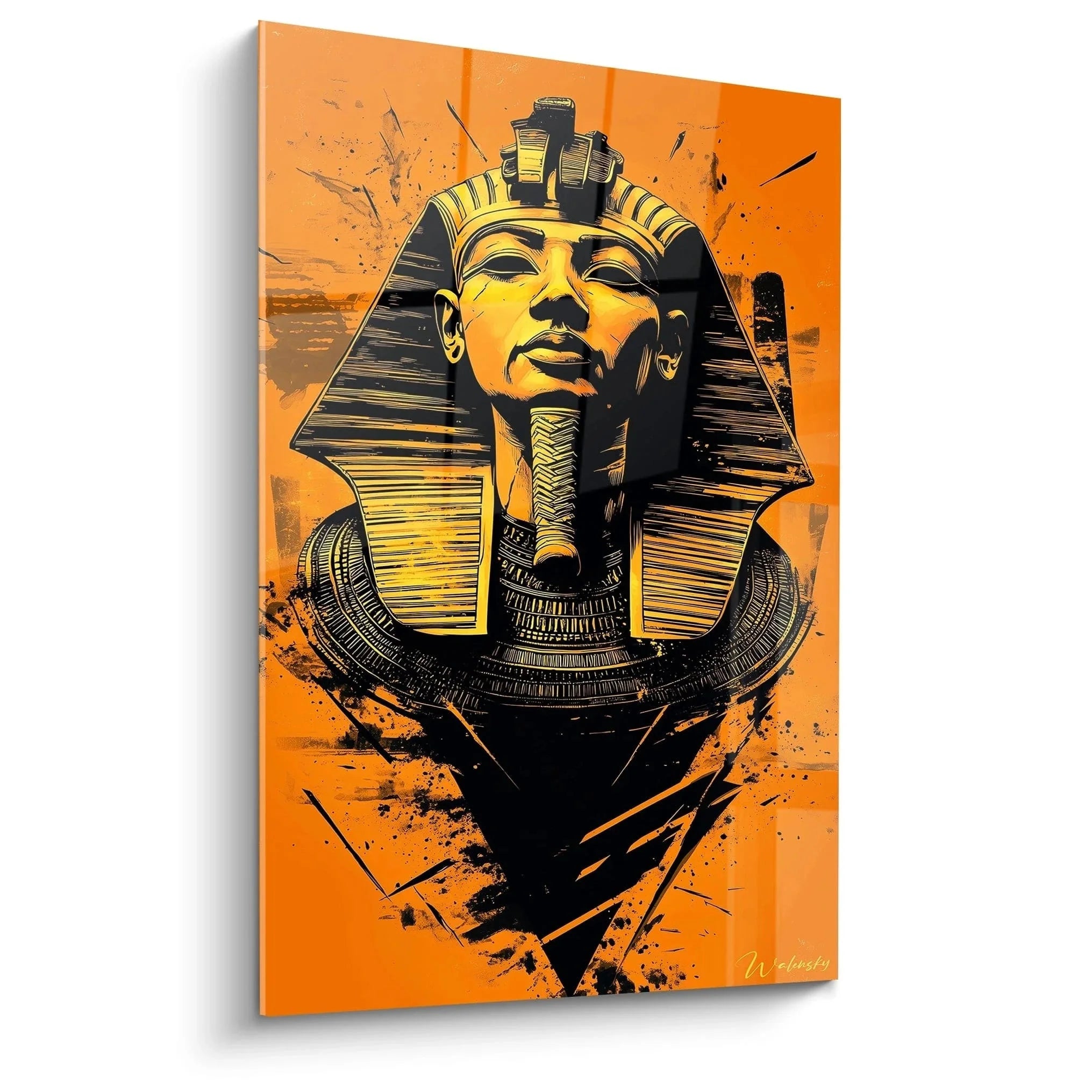 Wandbild Tutanchamun goldene Pharaonenmaske orange Hintergrund ägyptische Wanddeko XXL Edition Ägypten