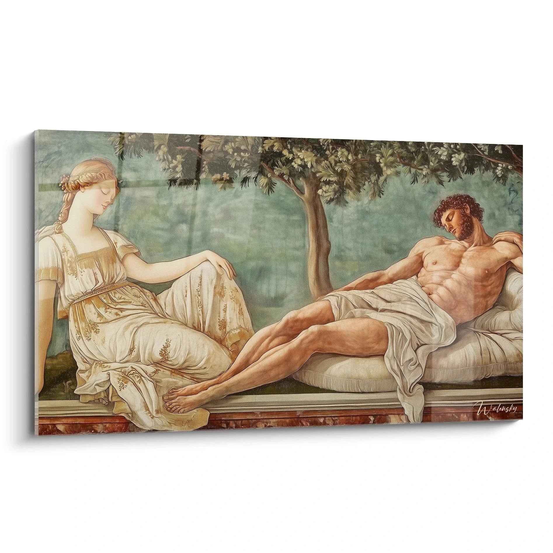 Wandbild Venus und Adonis mythologische Szene im Botticelli Renaissance Stil Kunstdruck