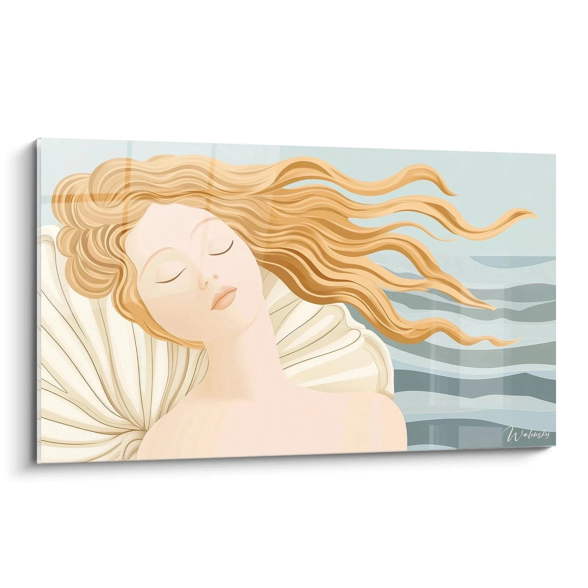 Wandbild Venus Windtänzerin mit goldenen Haaren im Botticelli Stil für elegante Wanddekoration