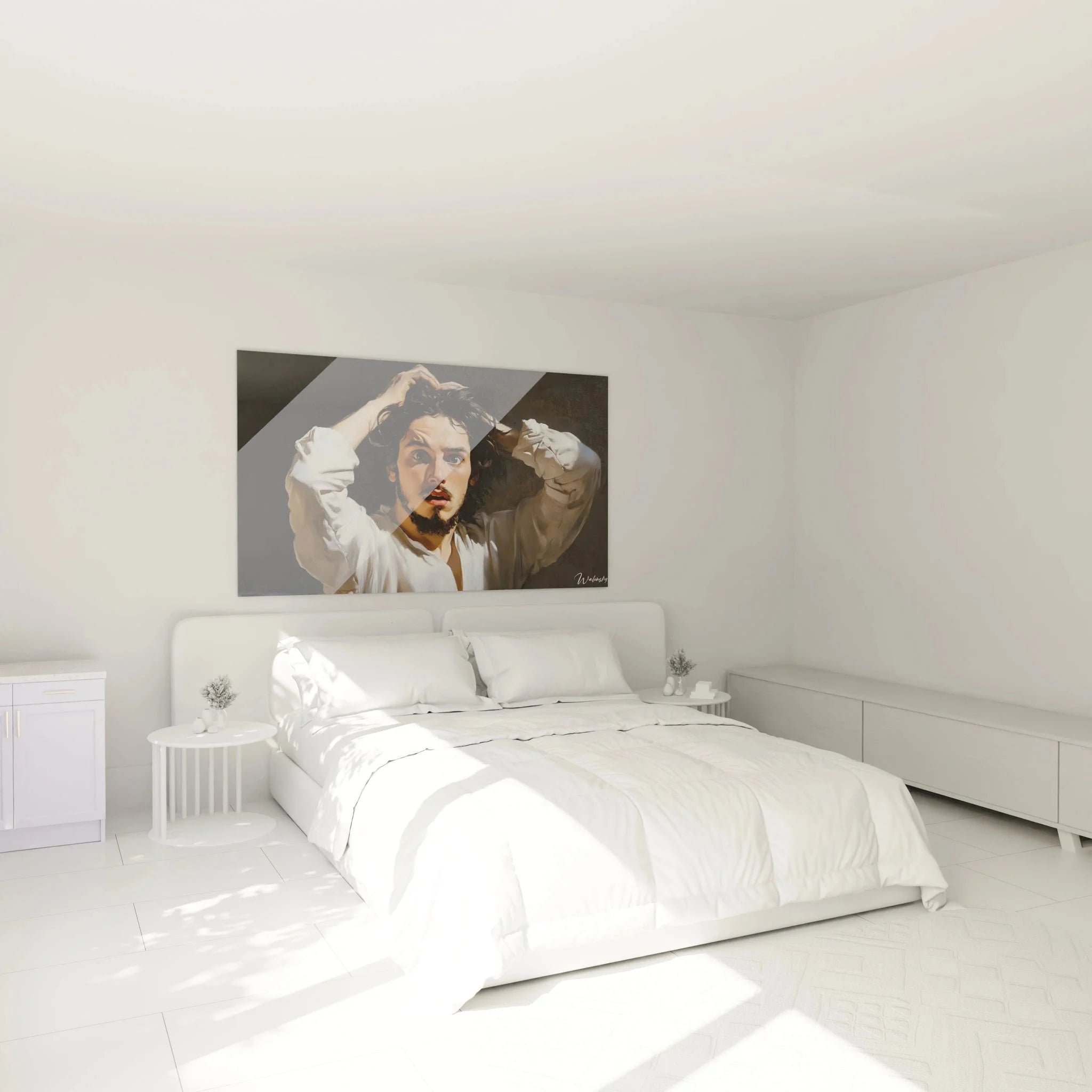 Wandbild Verzweifelter Mann Courbet im Schlafzimmer - Emotionale Wanddekoration über dem Bett