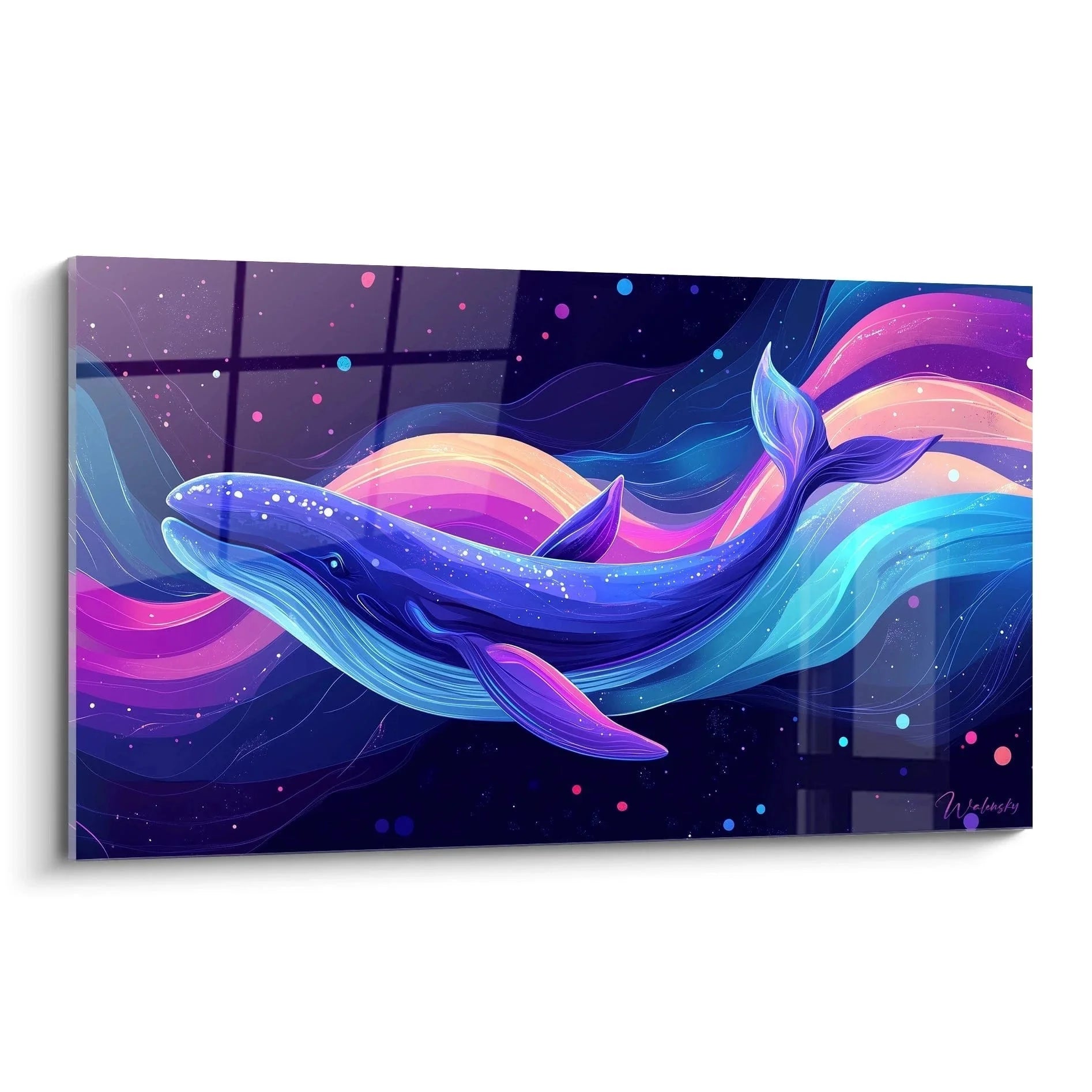 Wandbild Wal im Kosmos mit leuchtenden Sternen und kosmischen Farben - Edition Wal Premium Kunstdruck